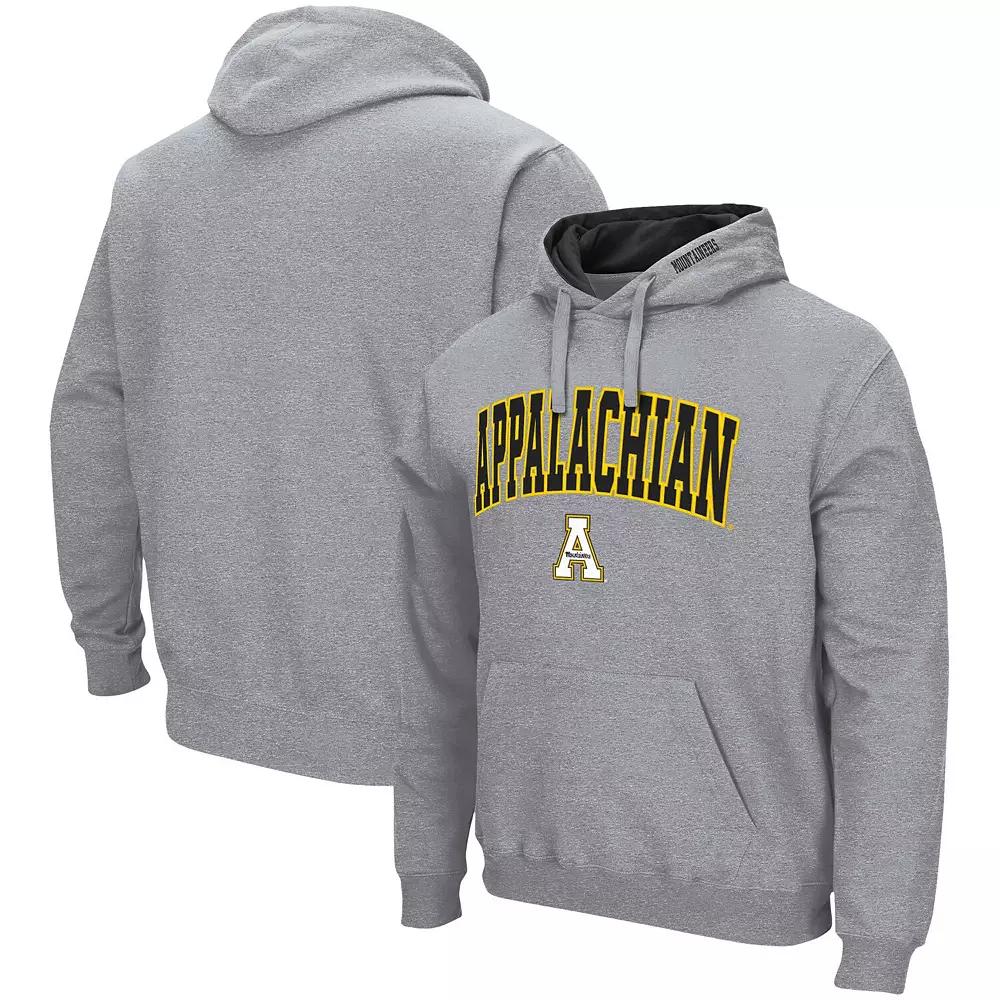 Men's Colosseum Heathered Gray Appalachian State Mountaineers Arch and Logo Pullover Hoodie, Size: Medium, App Grey Product Image