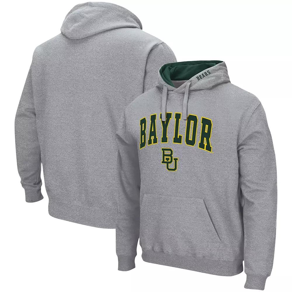 Men's Colosseum Heather Gray Baylor Bears Arch & Logo 3.0 Pullover Hoodie,  Product Image