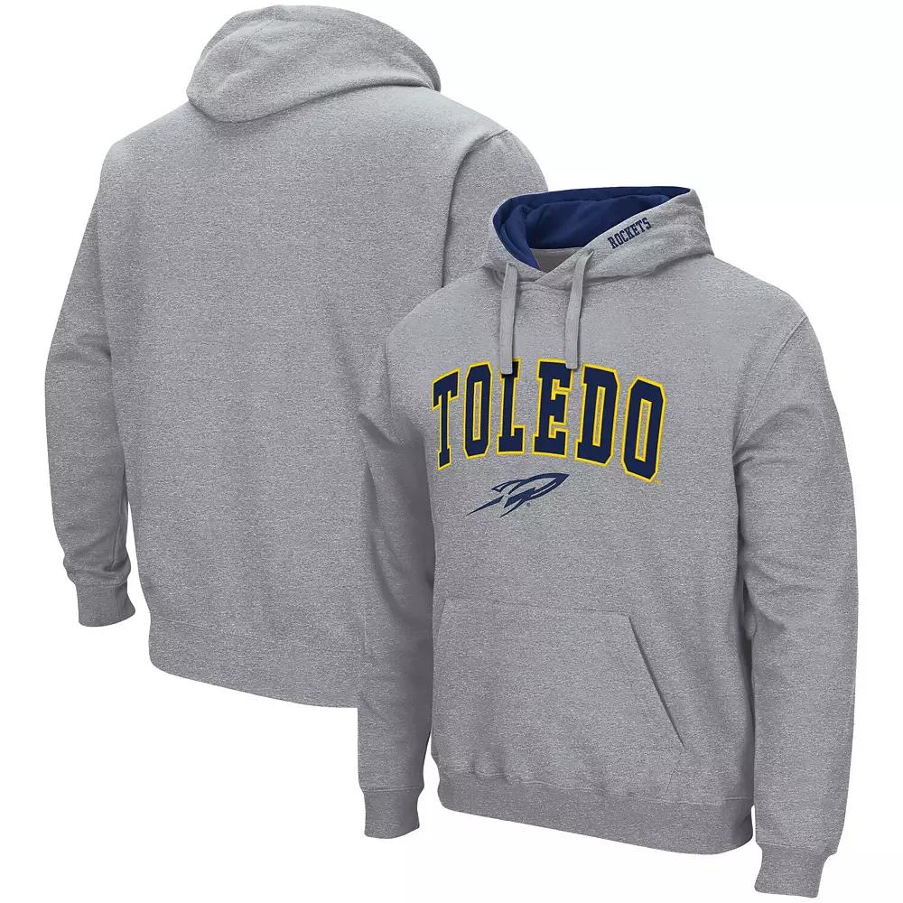Men's Colosseum Heathered Gray Toledo Rockets Arch and Logo Pullover Hoodie,  Product Image