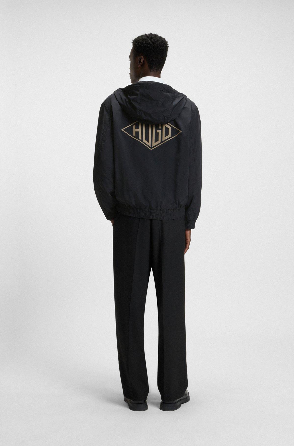 Hooded windbreaker jacket with mesh lining Product Image