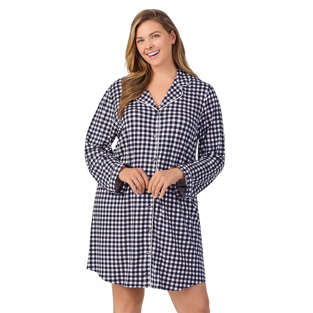 Plus Size Draper James Button Front Pajama Sleepshirt, Women's, Size: 3XL, Blue Gingham Product Image