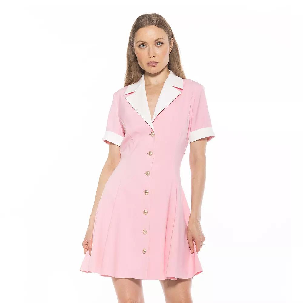 Women's ALEXIA ADMOR Linus Collar Fit & Flare Button-Down Dress,  Product Image