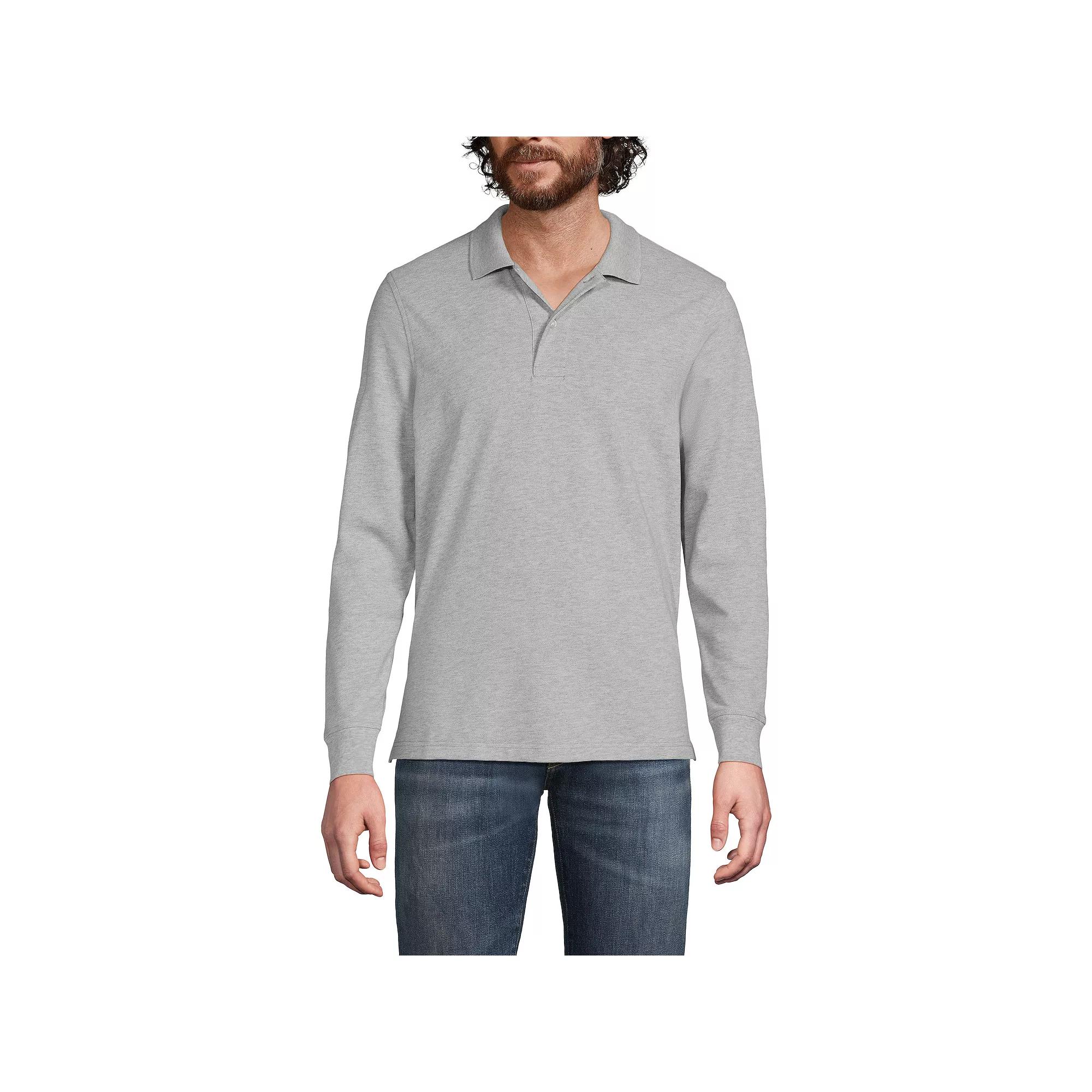 Men's Lands' End Long Sleeve Mesh Polo Shirt,  Product Image