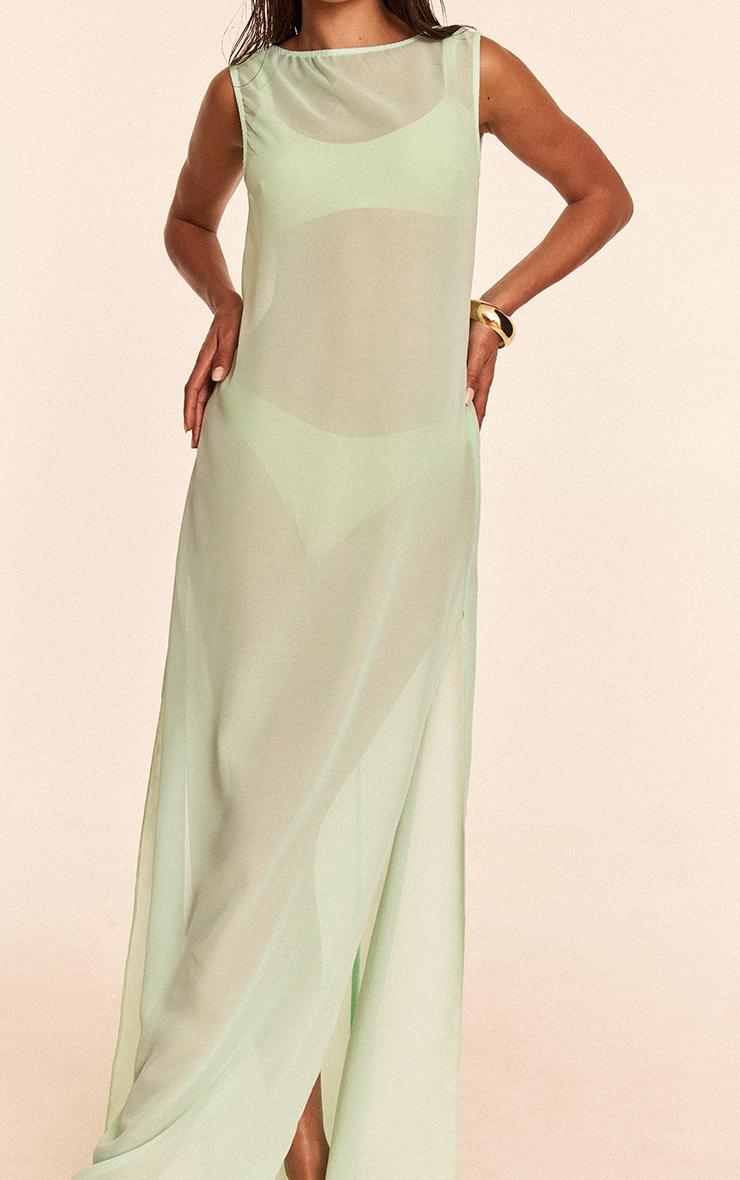 Chiffon Sleeveless Maxi Beach Dress Product Image