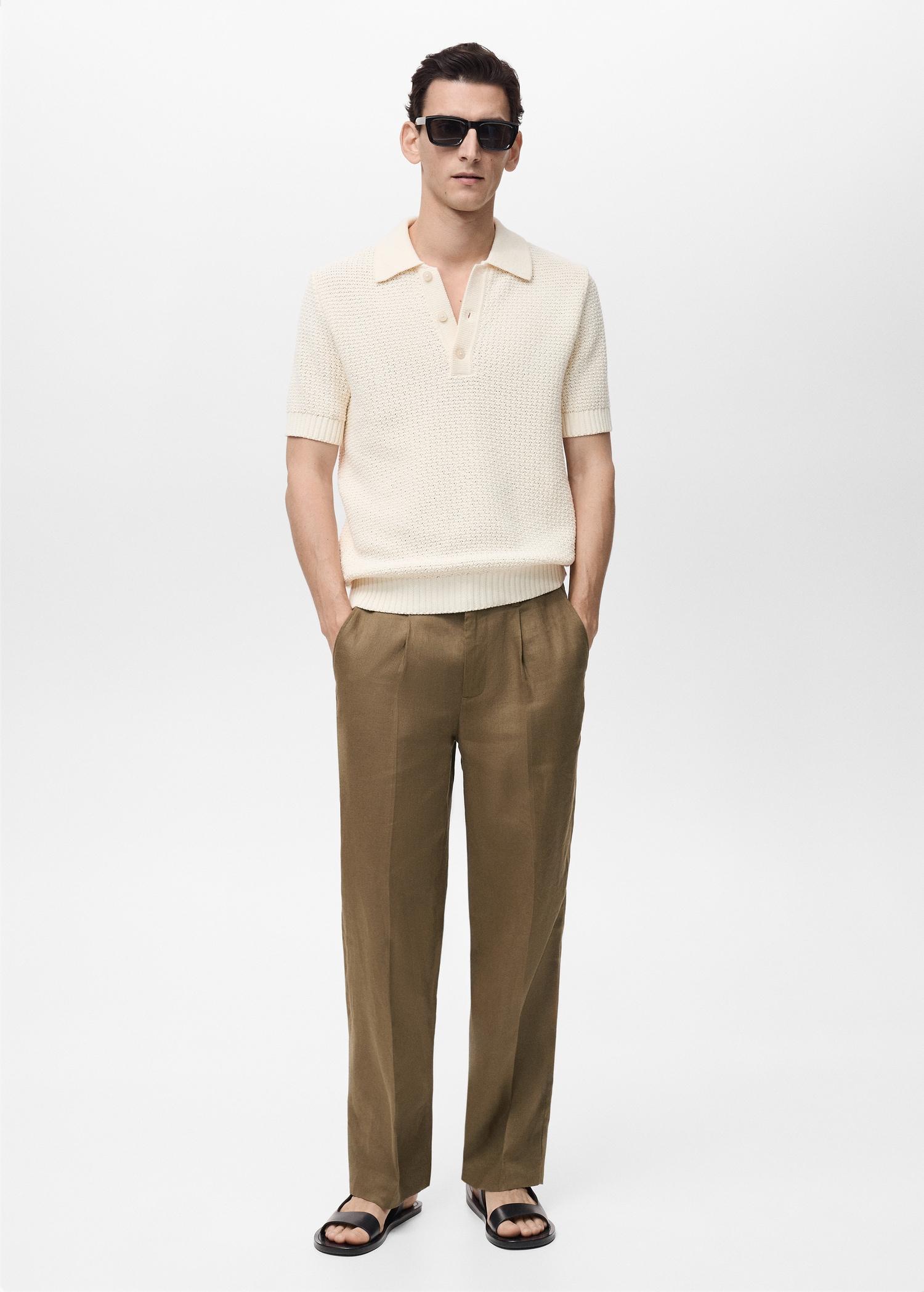 100% linen pleated pants - Men | MANGO USA Product Image