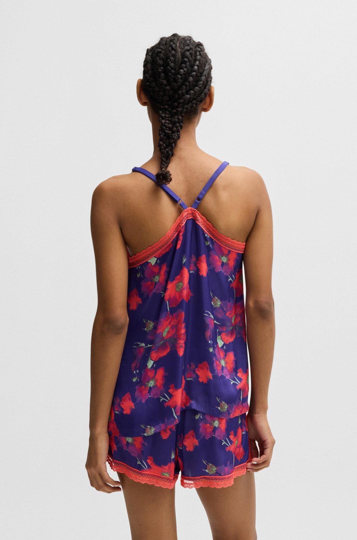 Lace-trim pajama vest in satin Product Image