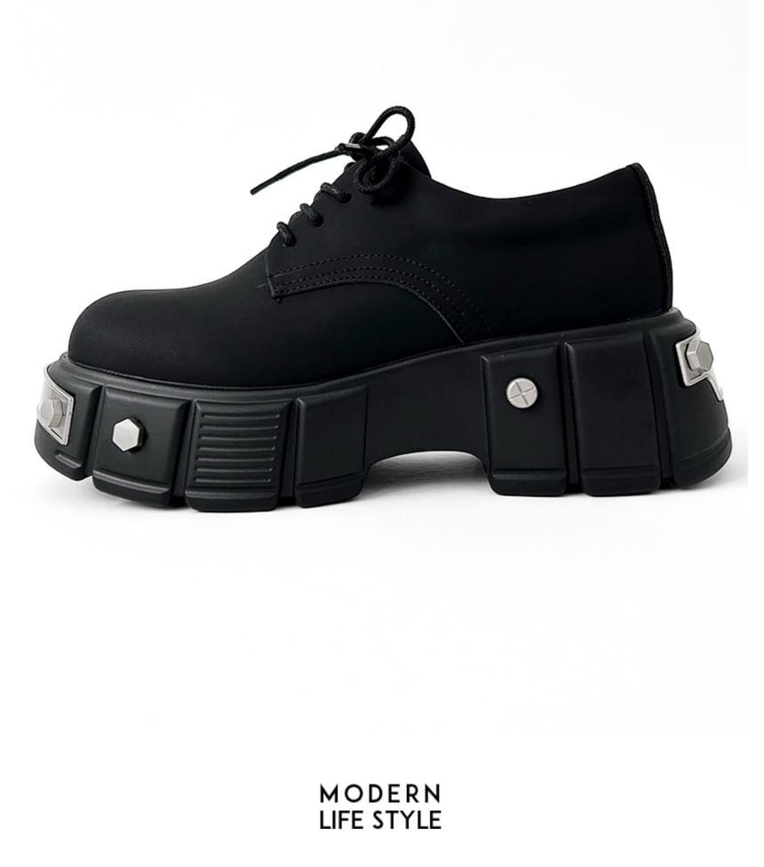 Lace-Up Platform Derby Shoes Product Image