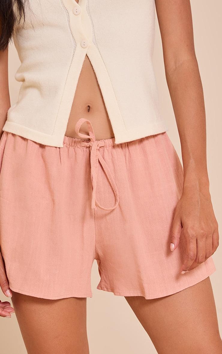 Coral Linen Look Floaty Drawstring Shorts Product Image
