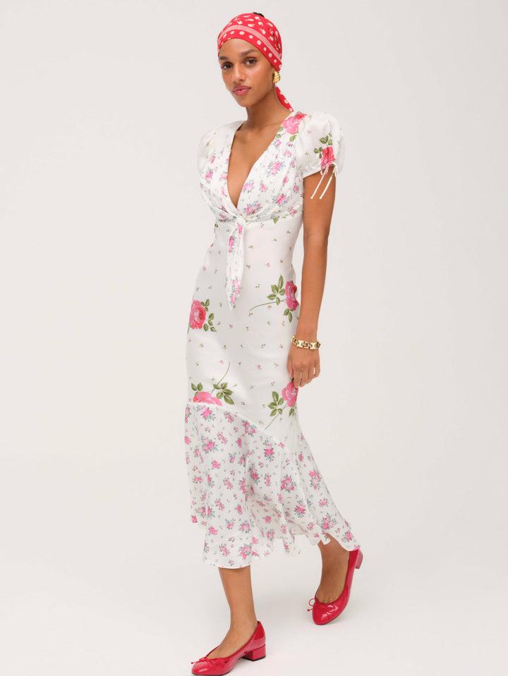 Rosebud Midi Dress — White Product Image
