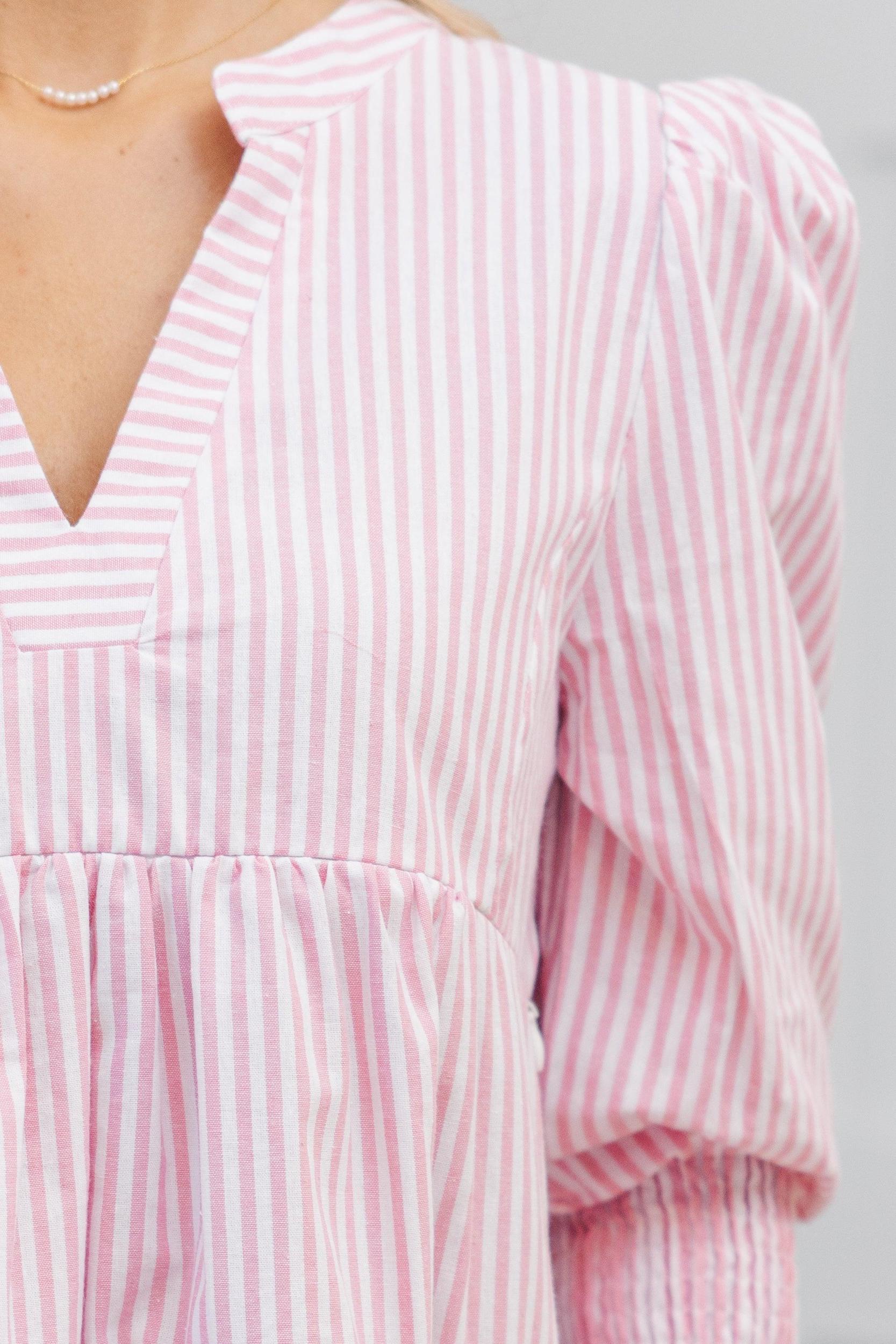 NURSING COLLECTION: In Your Happy Place Pink Striped Dress Female Product Image