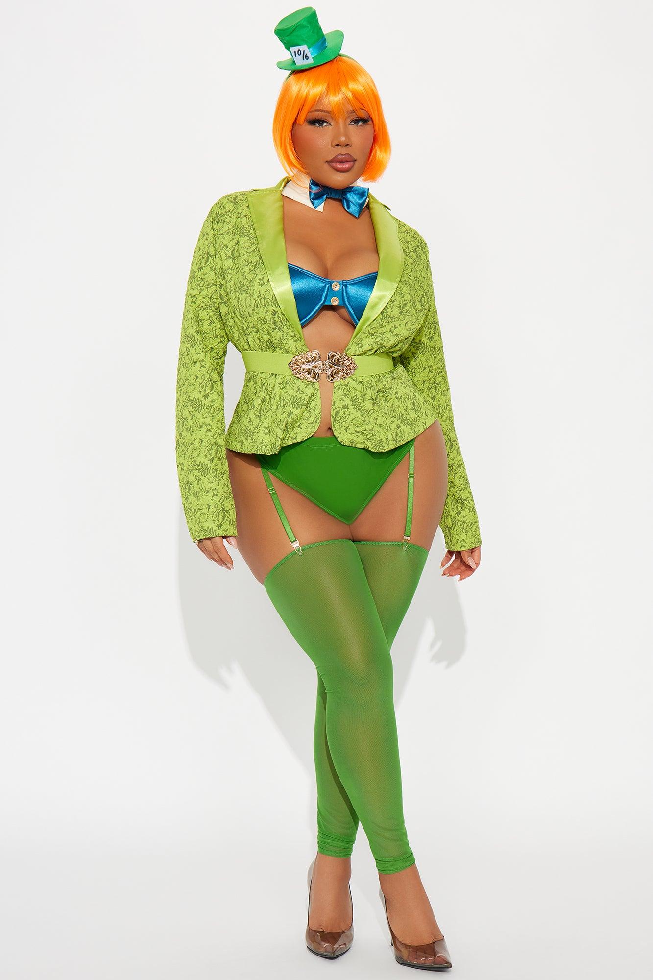 Delightfully Sexy Mad Hatter 8 Piece Costume Set - Green Female Product Image