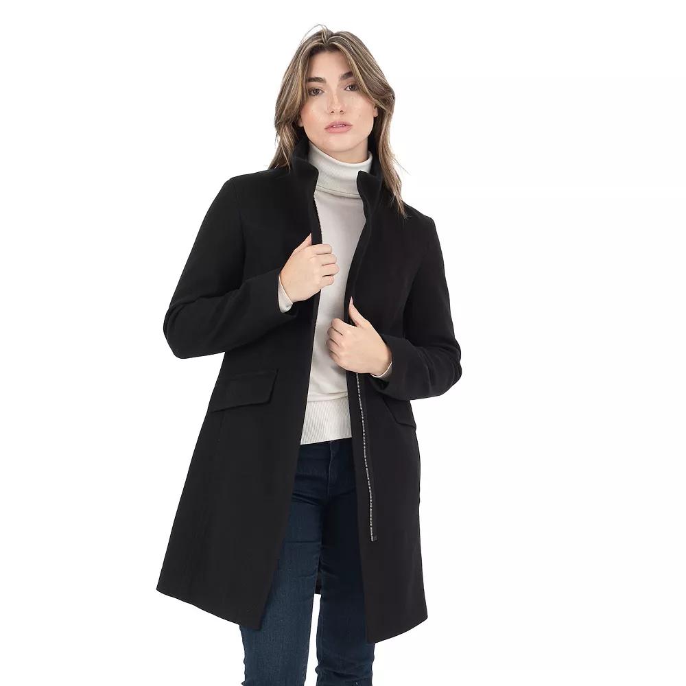 Women's Nine West Faux-Wool Zip Front Coat,  Product Image