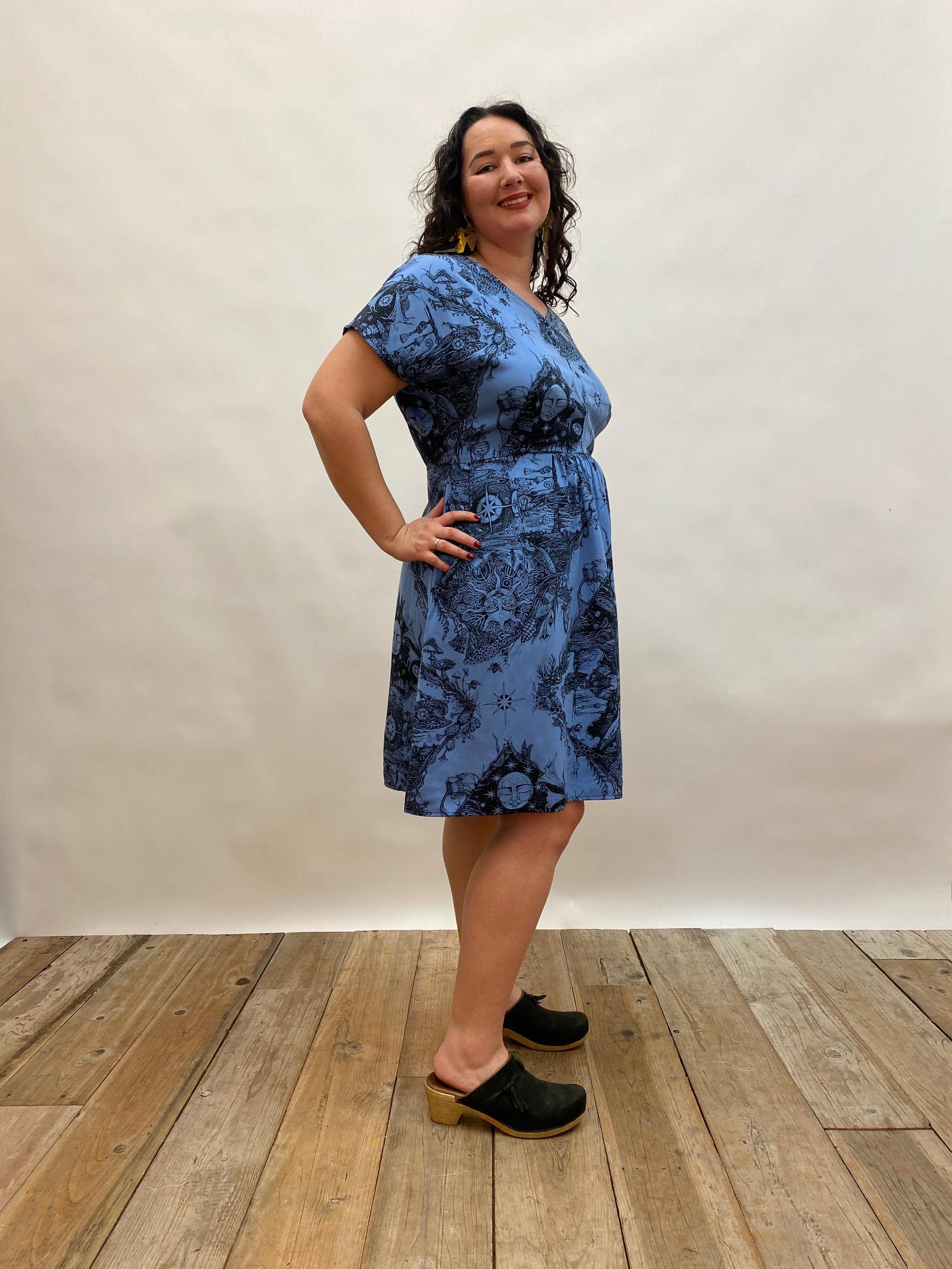 Dolman Dress in Earth Worship in Ocean Blue Product Image