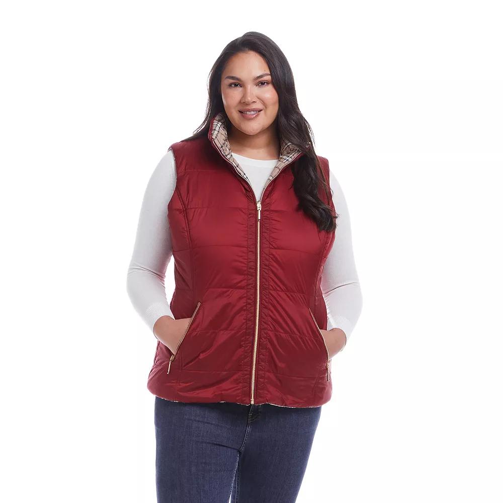 Plus Size Weathercast Reversible Plaid Quilted Vest, Women's, Size: 1XL, Red Pepper Product Image