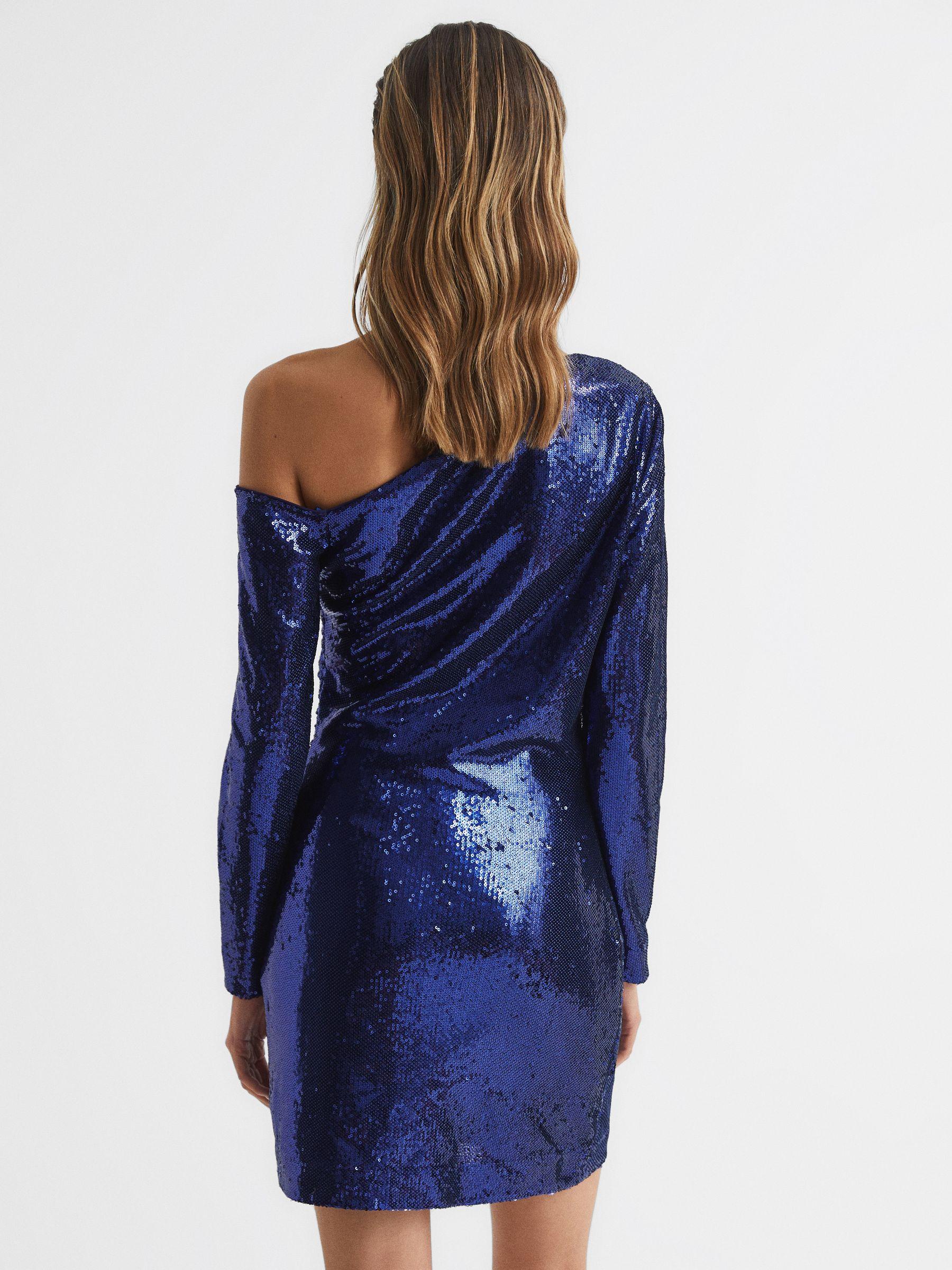 Sequined Mini Dress in Blue Product Image