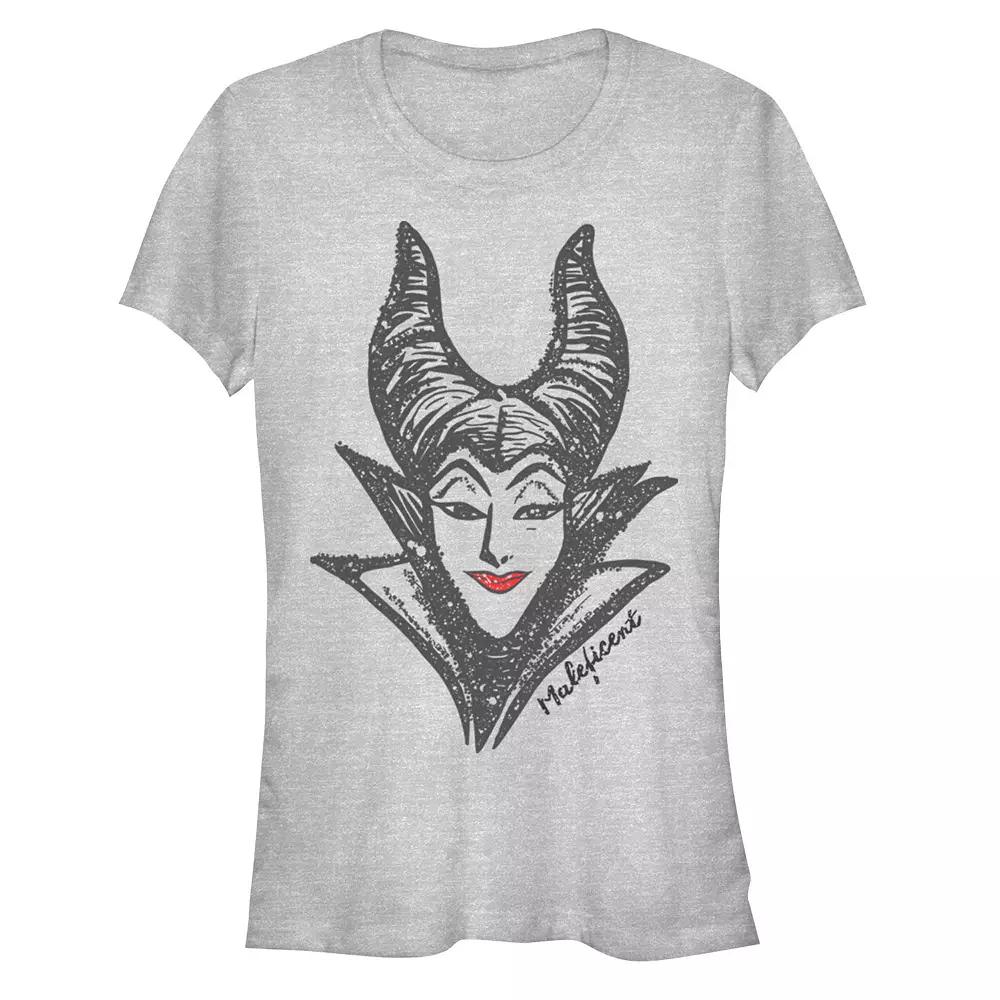 Disney Villains Sleeping Beauty Maleficent Head Sketch Juniors' Fitted Graphic Tee, Girl's,  Product Image