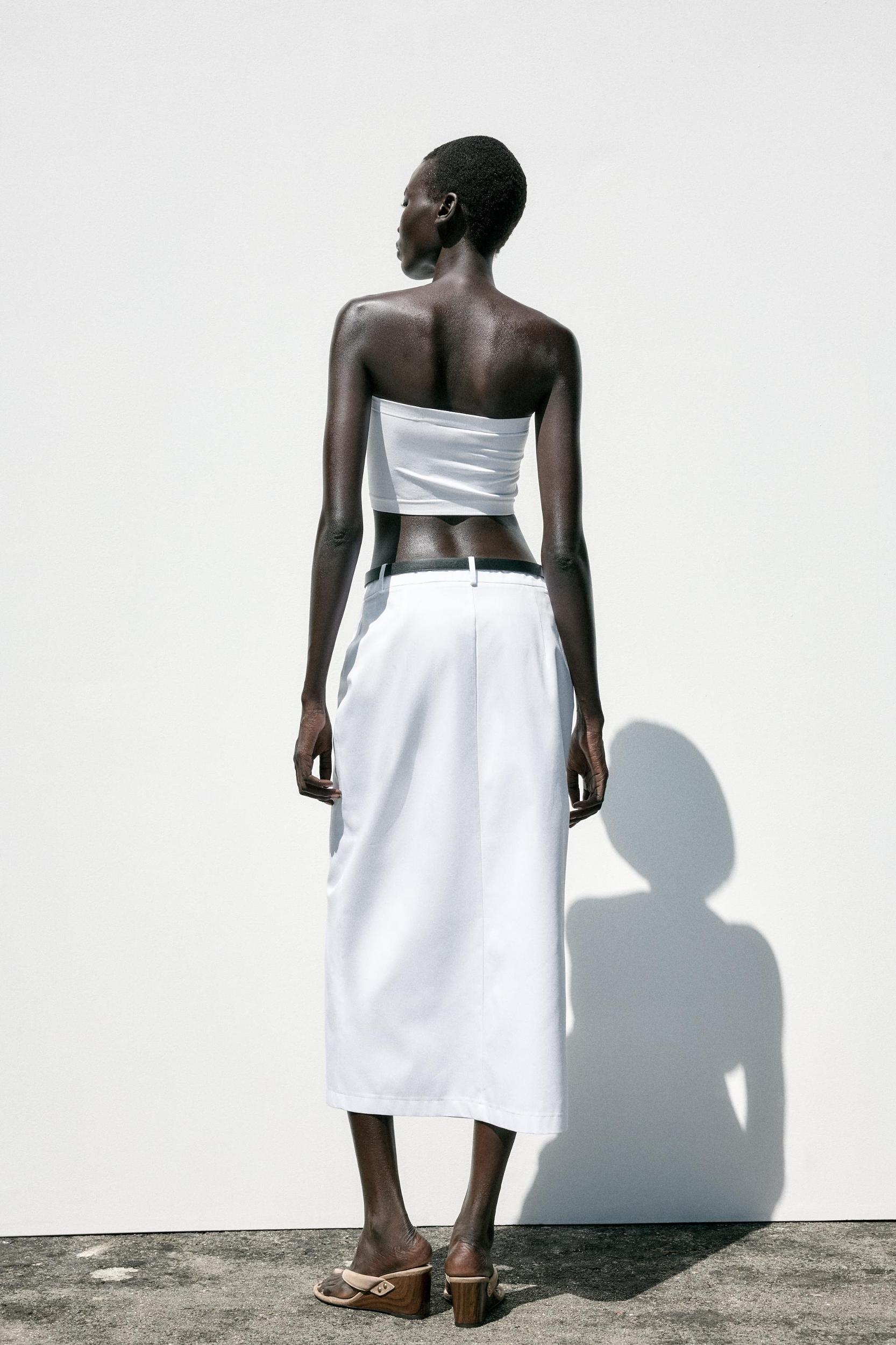 BELTED STRAIGHT MIDI SKIRT Product Image