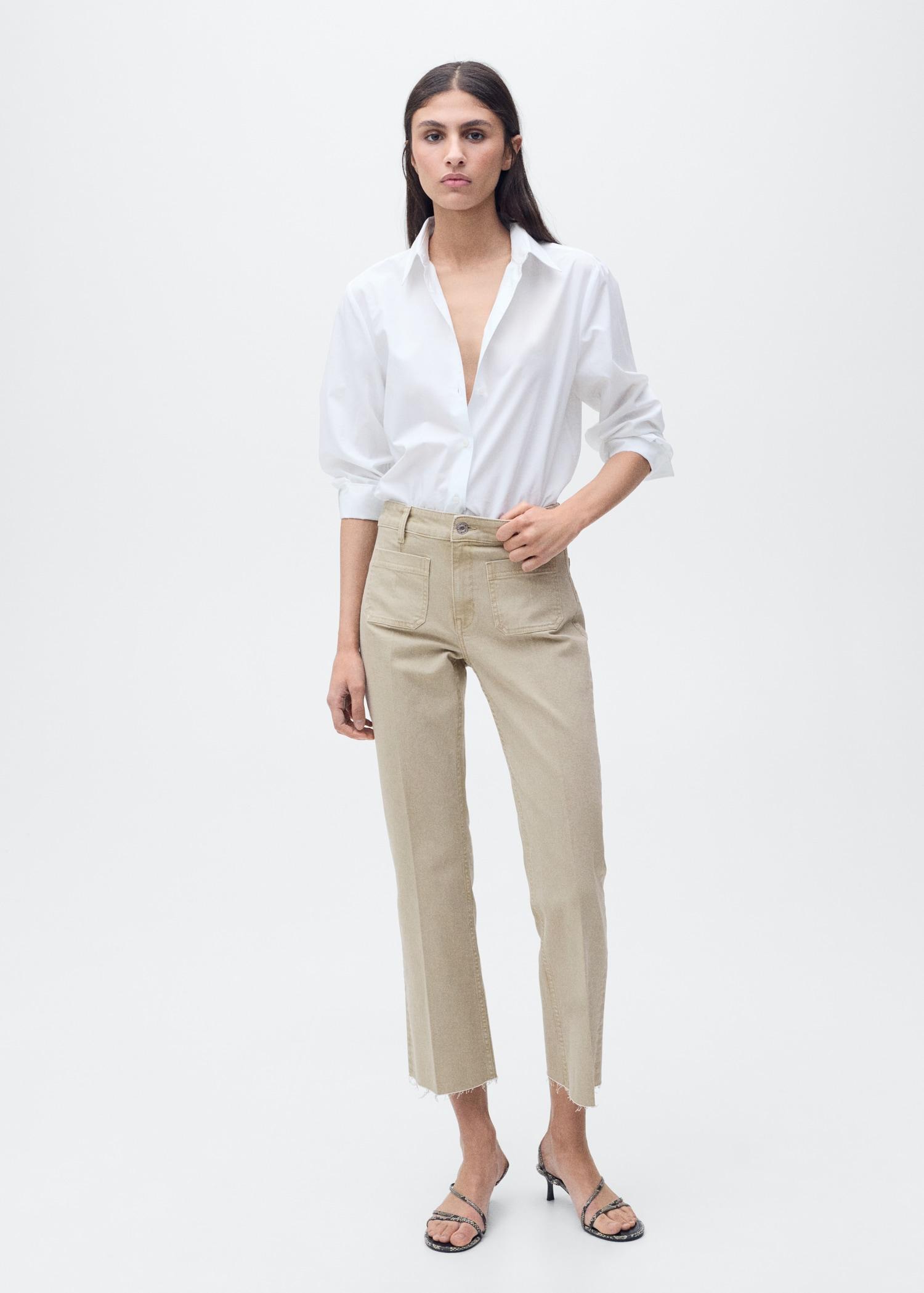 Flared cropped jeans with pockets - Women | MANGO USA Product Image