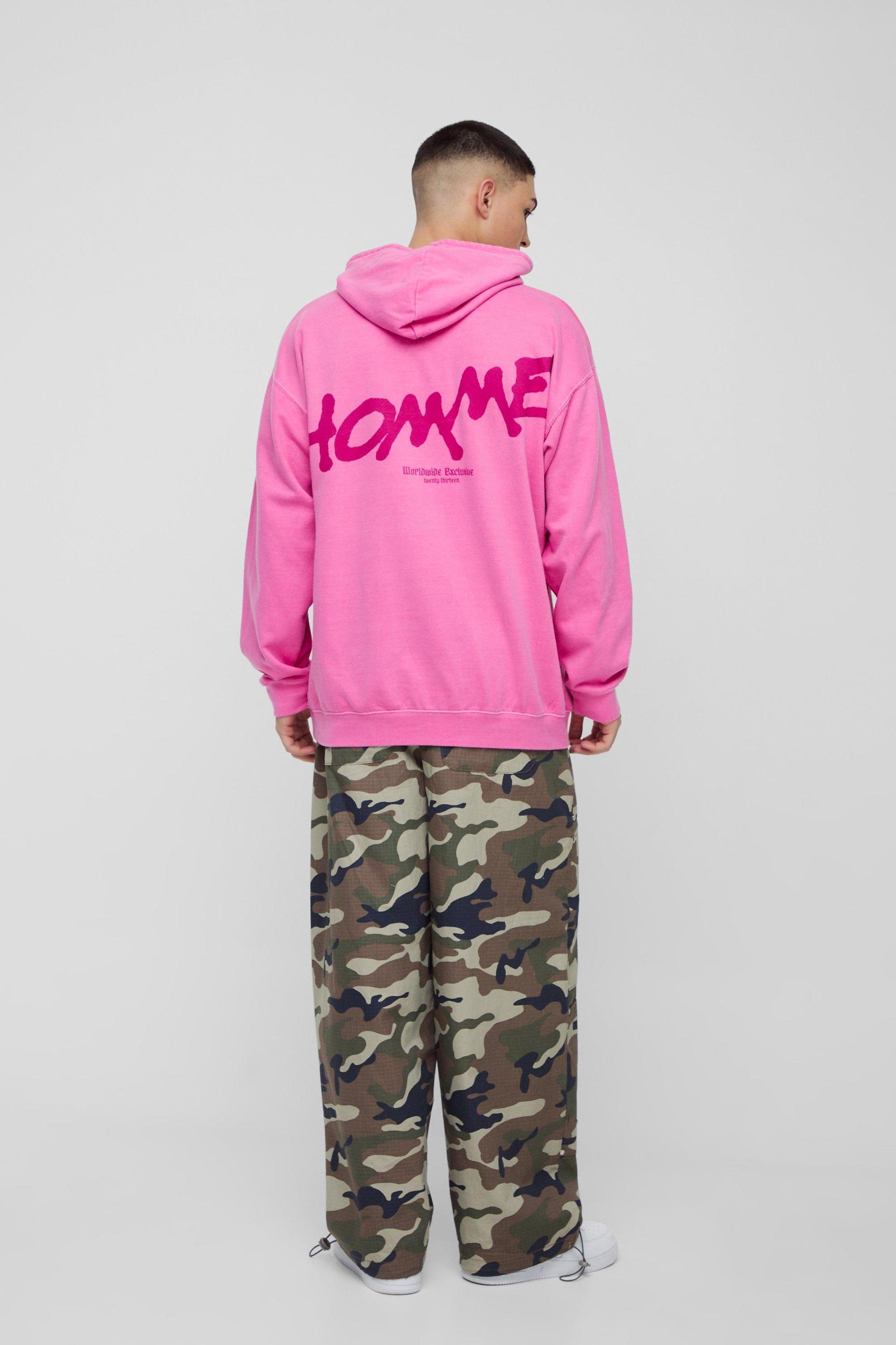 Oversized Washed Homme Graffiti Hoodie | boohooMAN USA Product Image