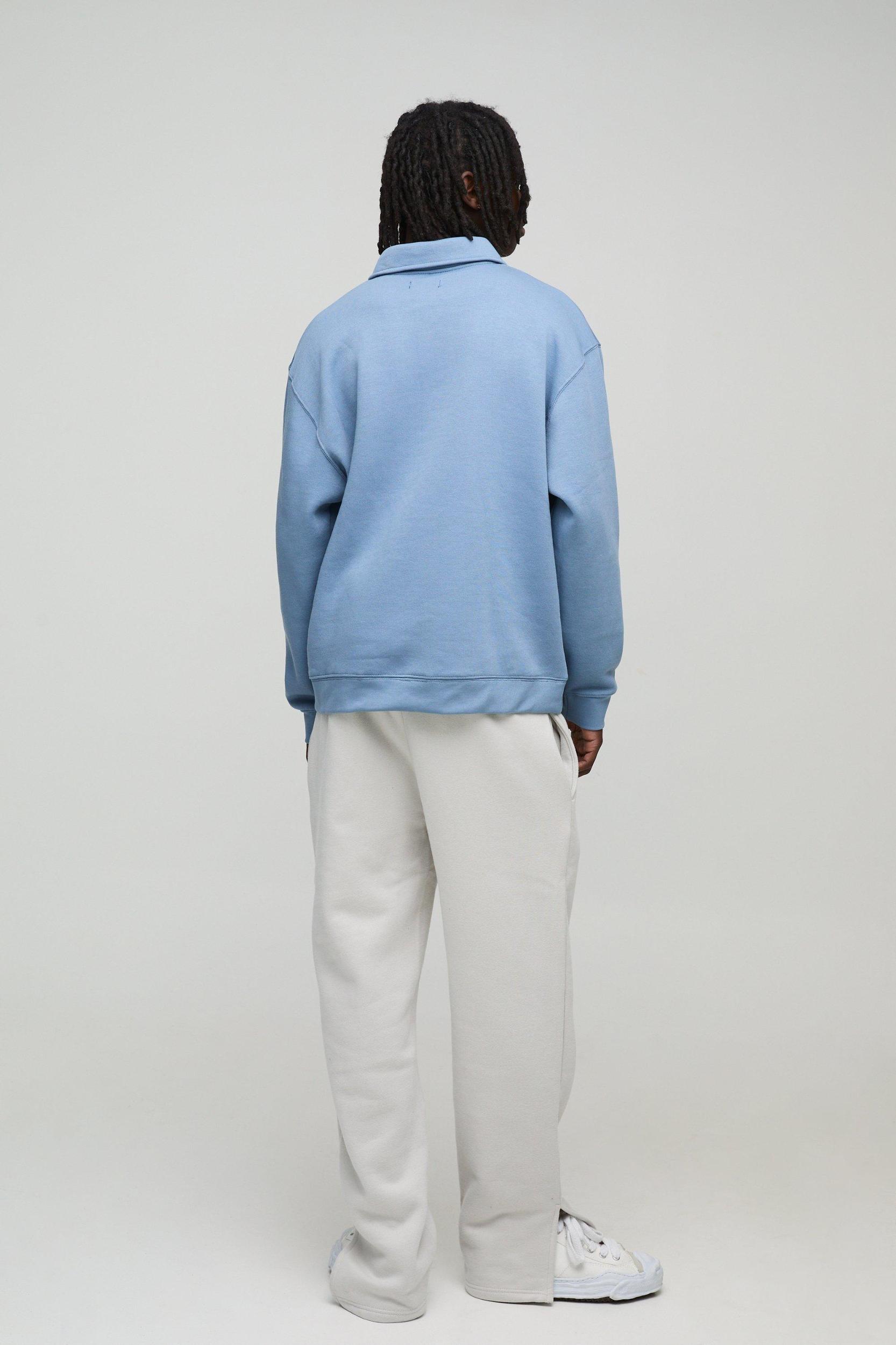 Oversized Heavyweight Long Sleeve Sweatshirt Polo | boohooMAN USA Product Image