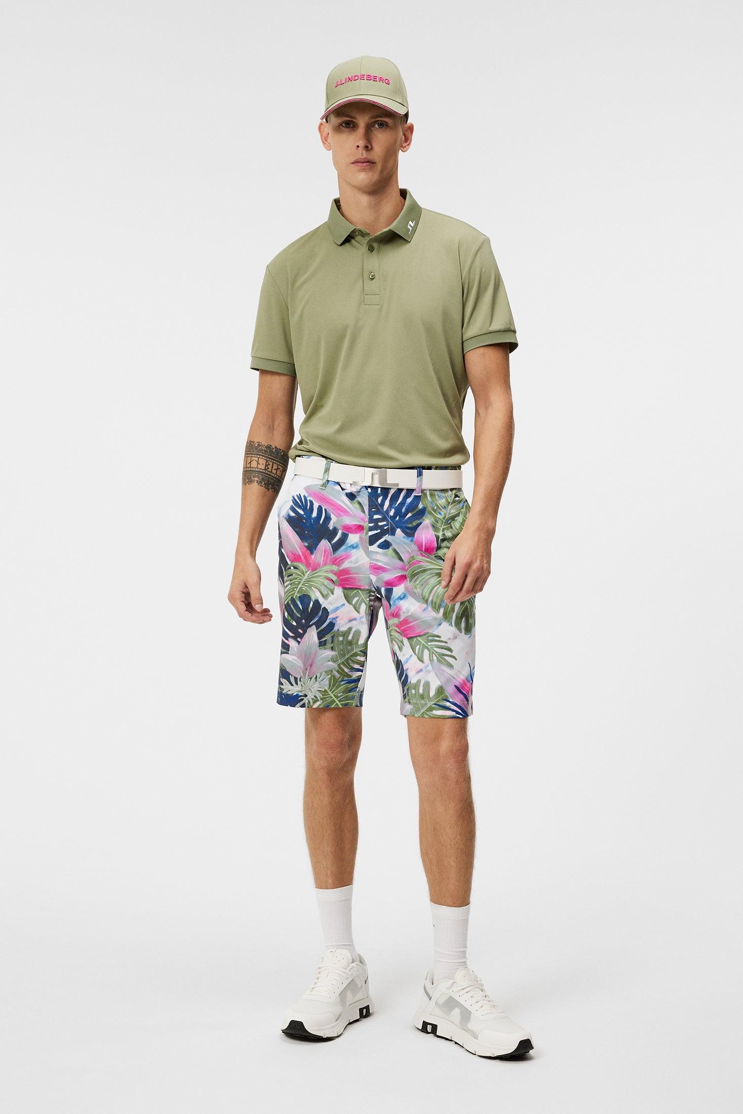 J. Lindeberg Kv Regular Fit Print Polo in Oil Green Product Image