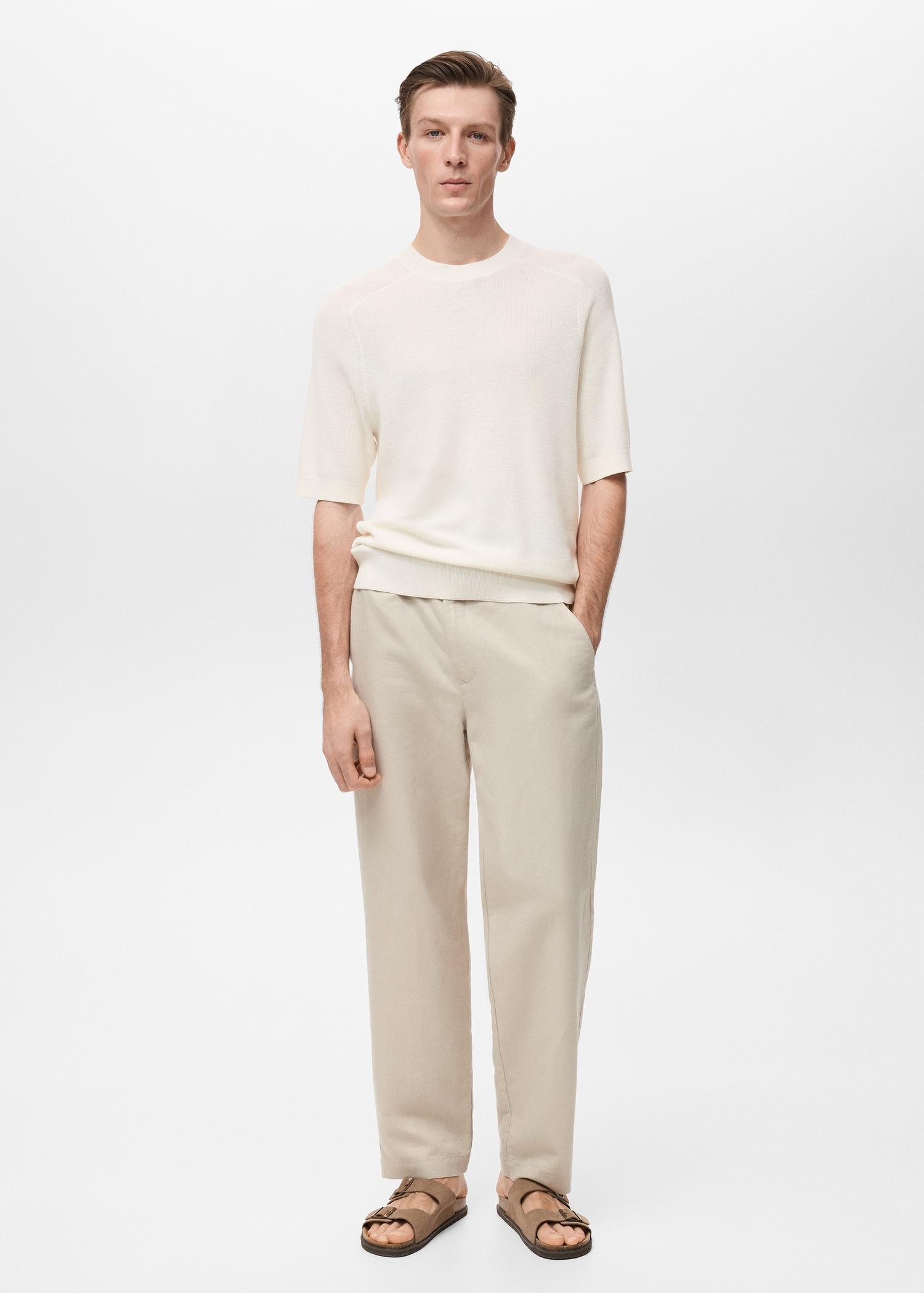 Fine-knit T-shirt - Men | MANGO USA Product Image