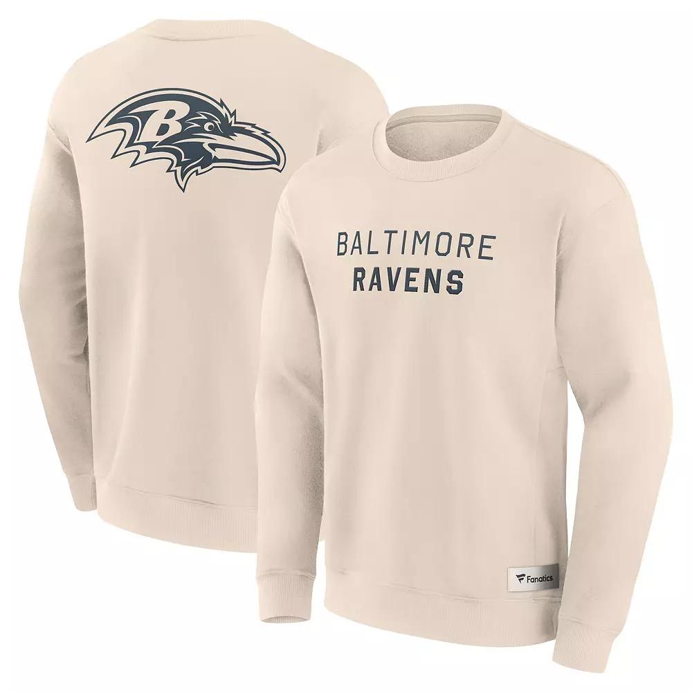 Men's Fanatics Cream Baltimore Ravens Elements Future Ground Lettering Pullover Sweatshirt,  Product Image