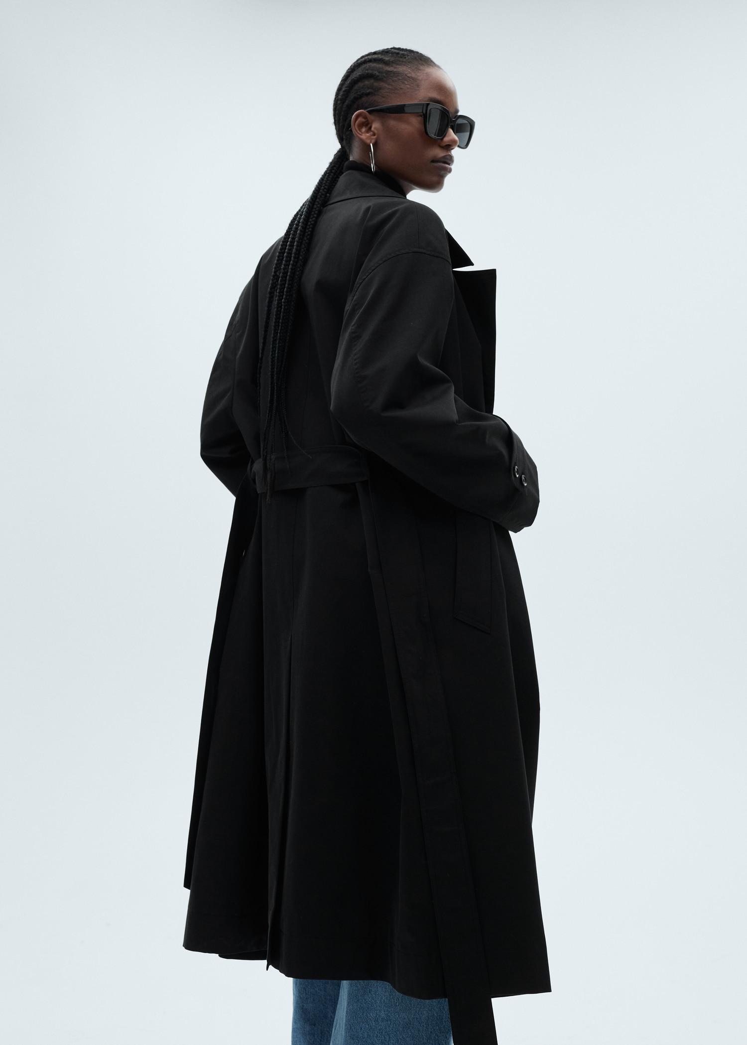 Long oversized double-breasted trench coat - Women | MANGO USA Product Image