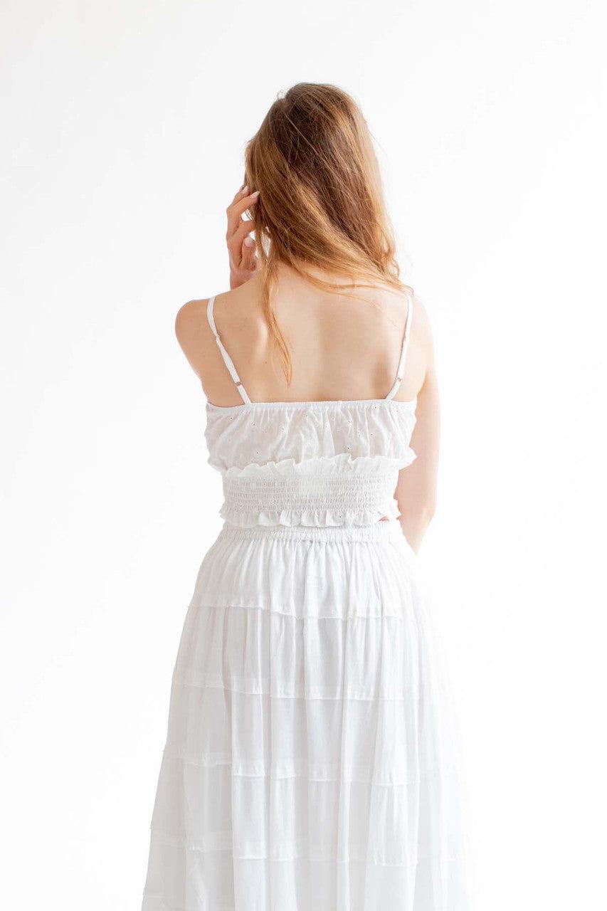 White Floral Eyelet Milkmaid Top Product Image
