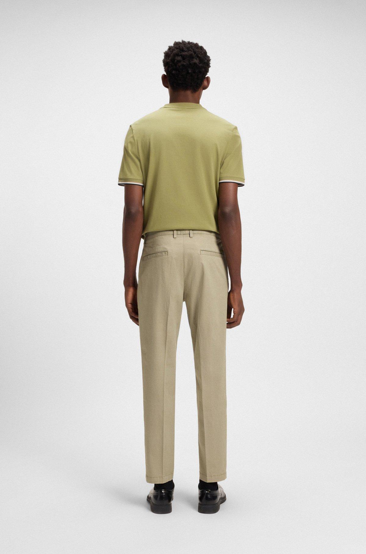 BOSS - Regular-fit trousers in printed stretch cotton - Green Product Image