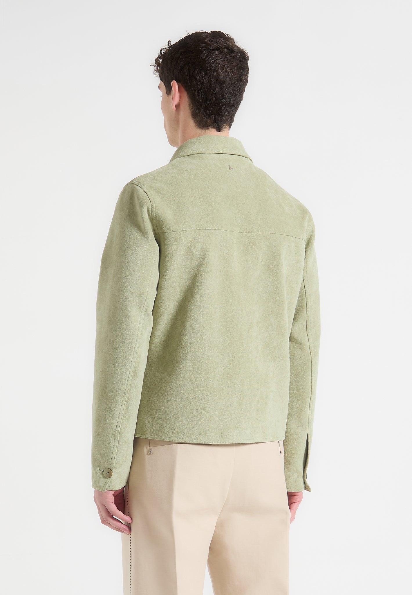Michel - Suede Jacket with Revere Collar - Sage Male Product Image