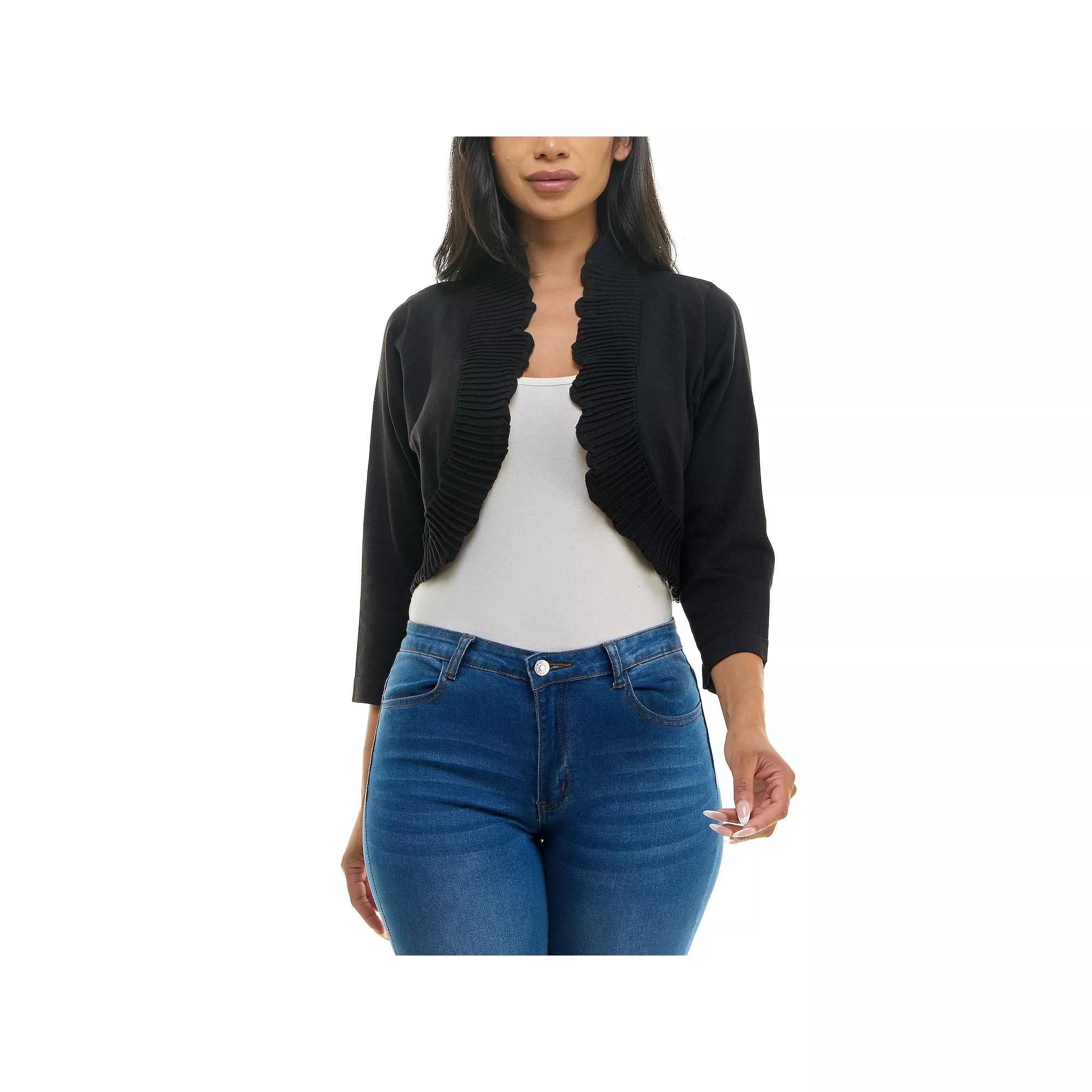 Women's Nina Leonard Curved Pleated Ruffle Bolero,  Product Image