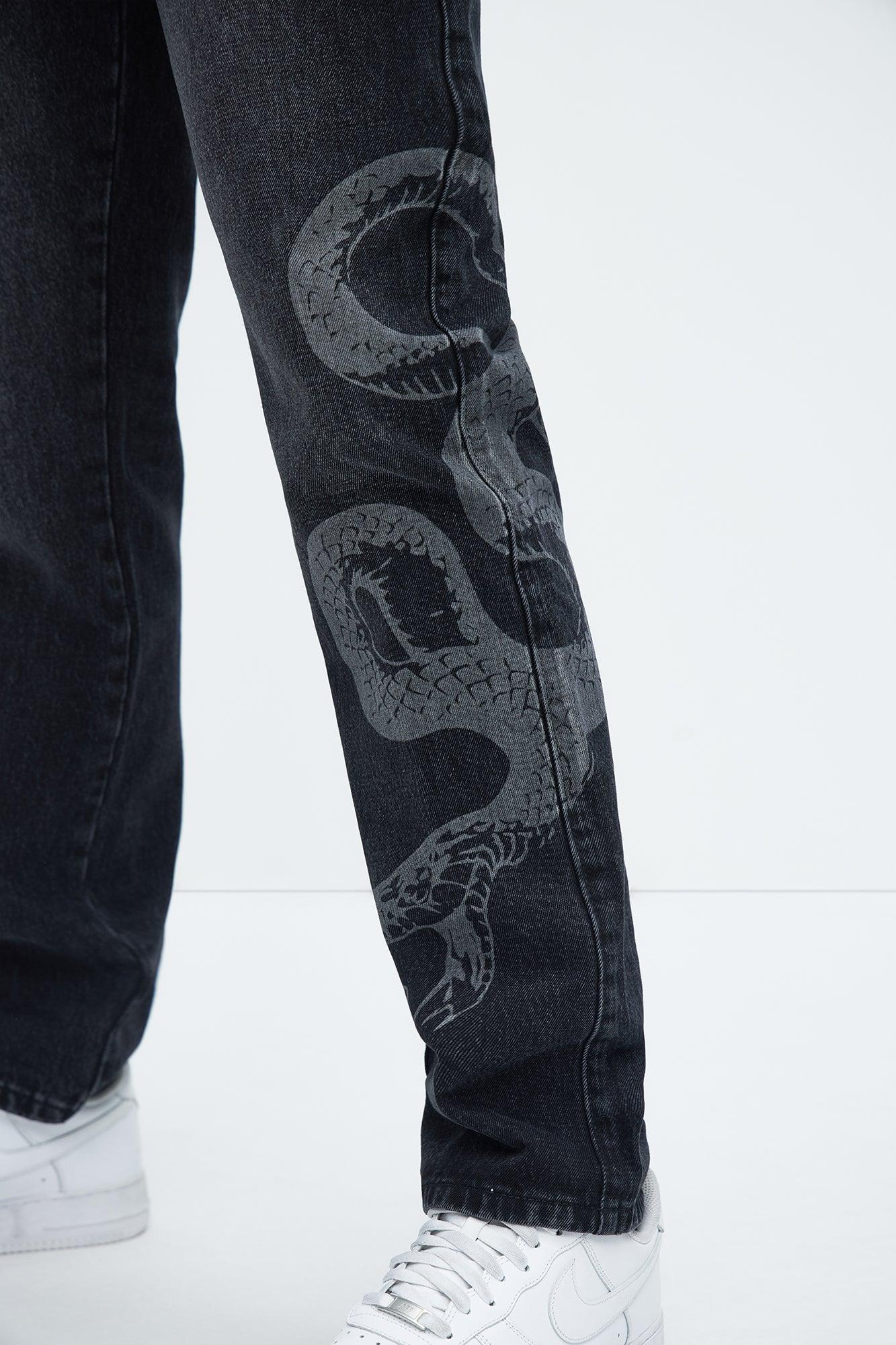 Snake Bleached Slim Jeans - Black Wash Product Image