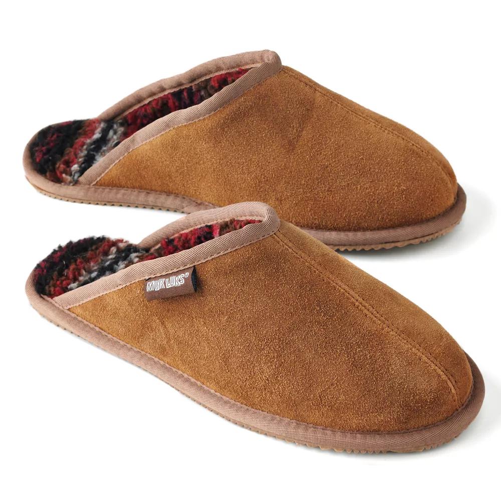 MUK LUKS Dave Men's Printed Berber Suede Scuff Slippers,  Product Image