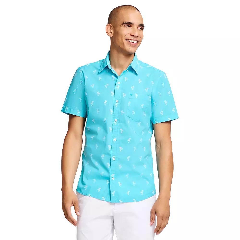 Men's IZOD Classic Breeze Printed Short Sleeve Button-Down Shirt, Size: XL, Palms Product Image