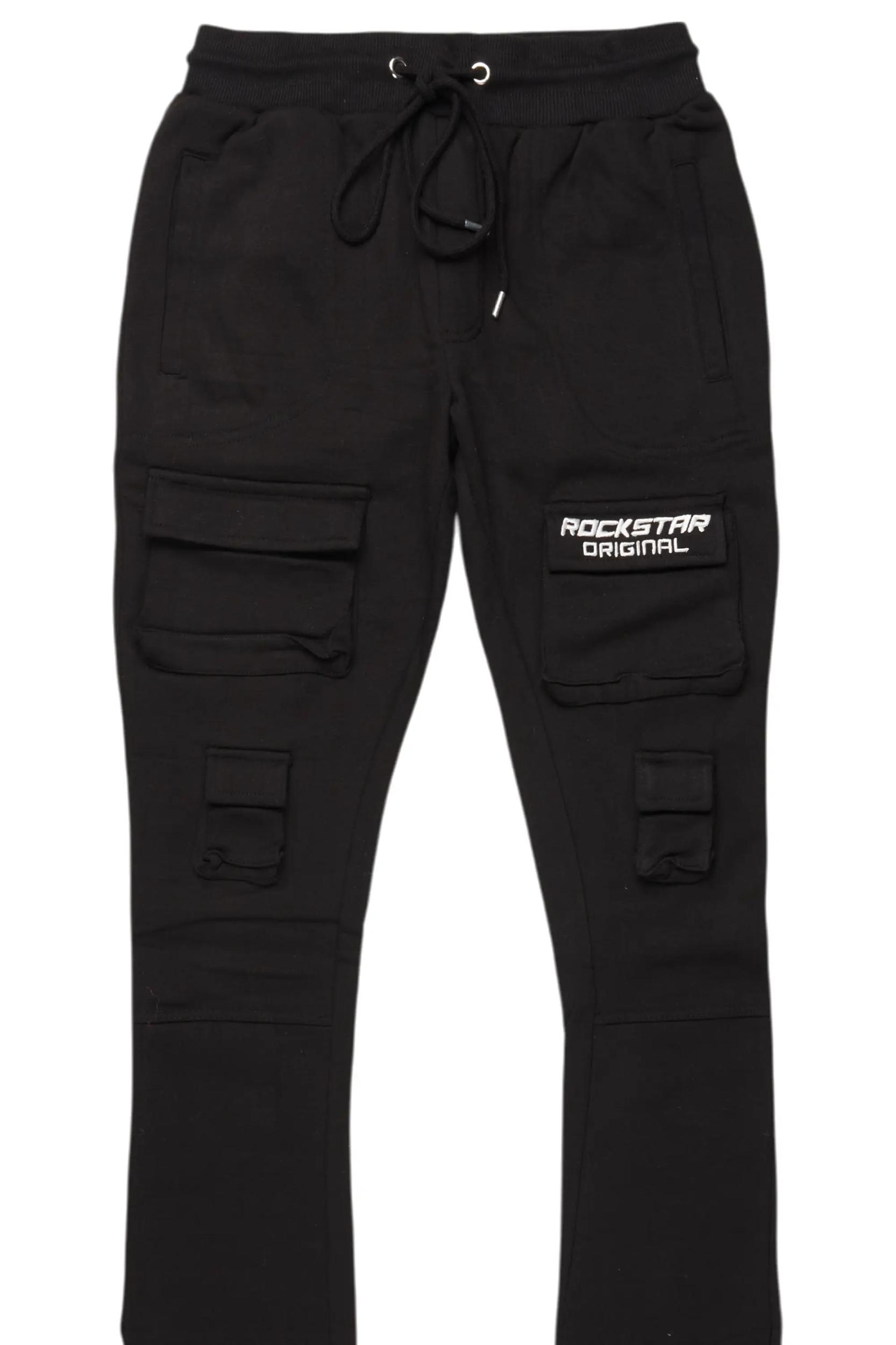 Connor Black Stacked Flare Track Pant Male Product Image