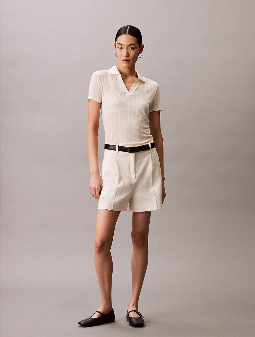 Pointelle Slim Polo Shirt  Product Image