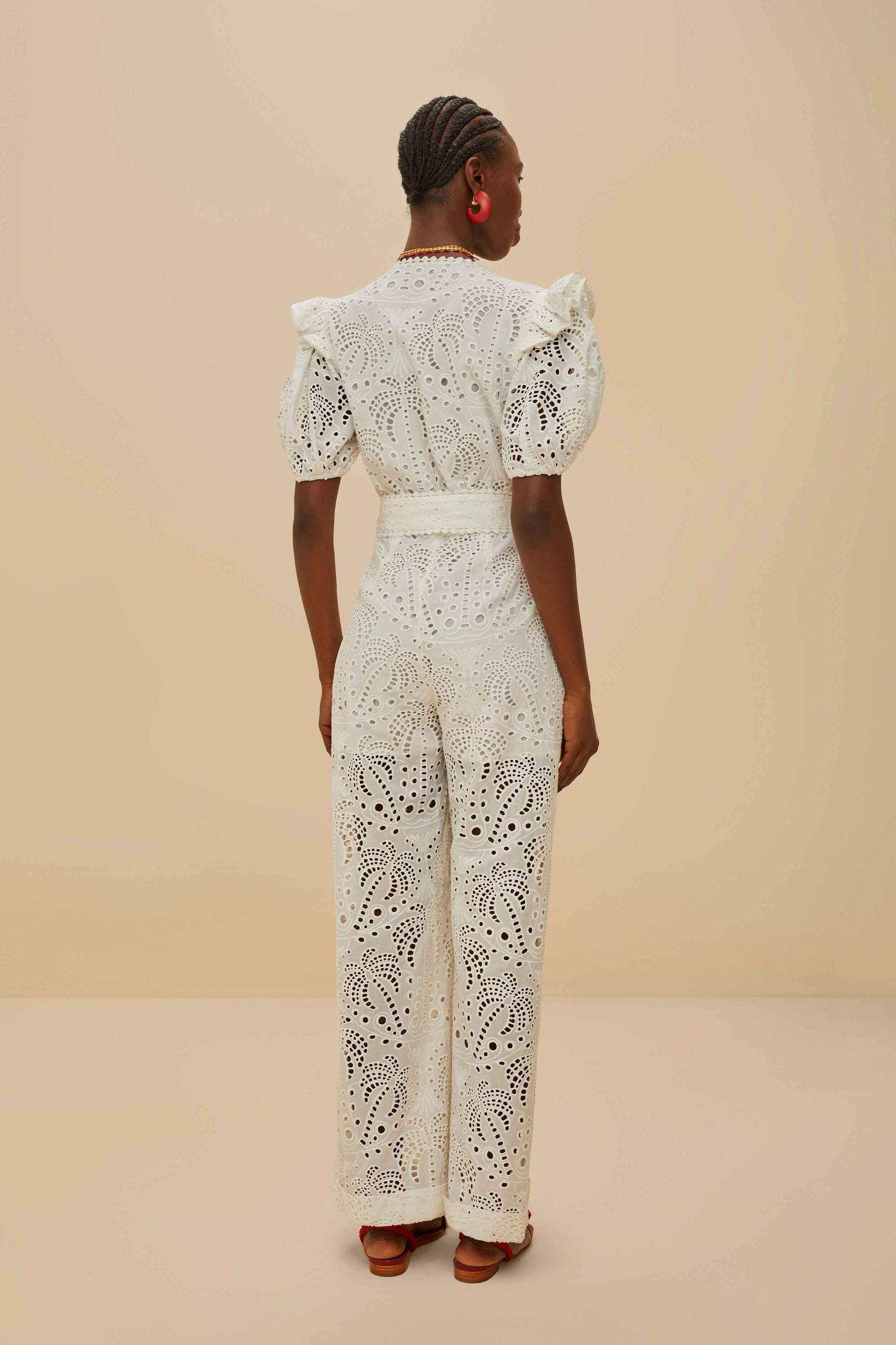 Off-White Palm Tree Eyelet Jumpsuit Product Image