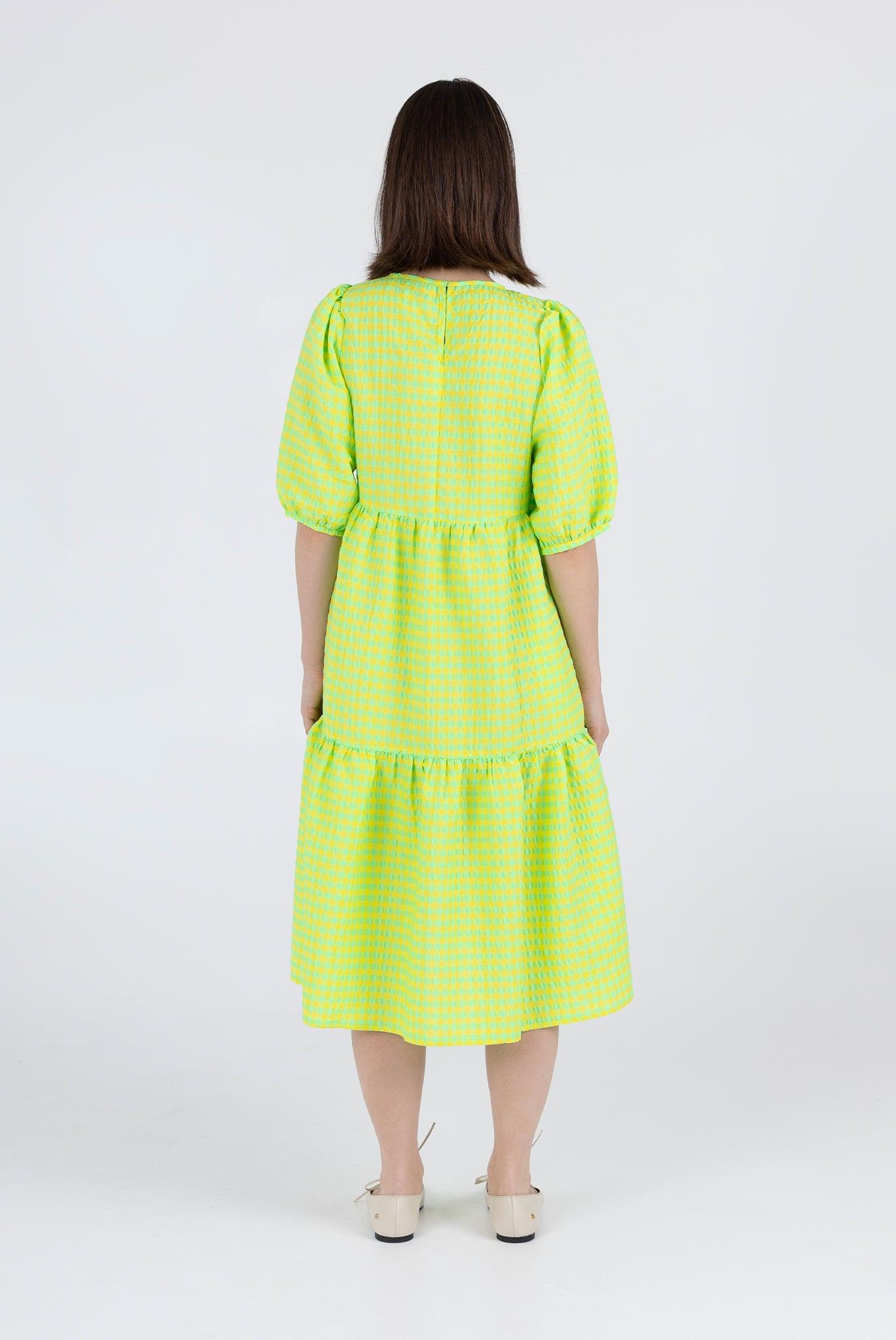 Rosemary Dress - Acid Apple Gingham Product Image
