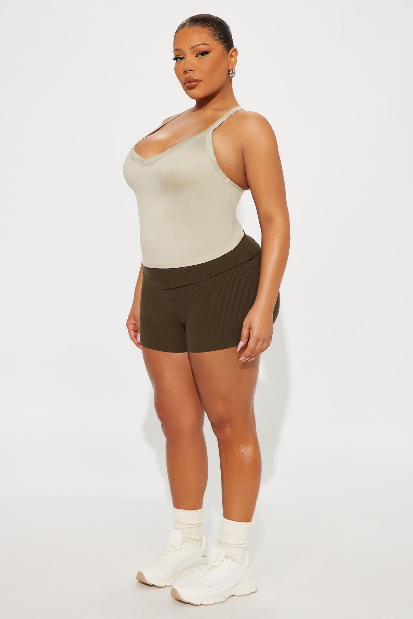 Contour Double Lined V-Neck Tank Top - Stone Female Product Image