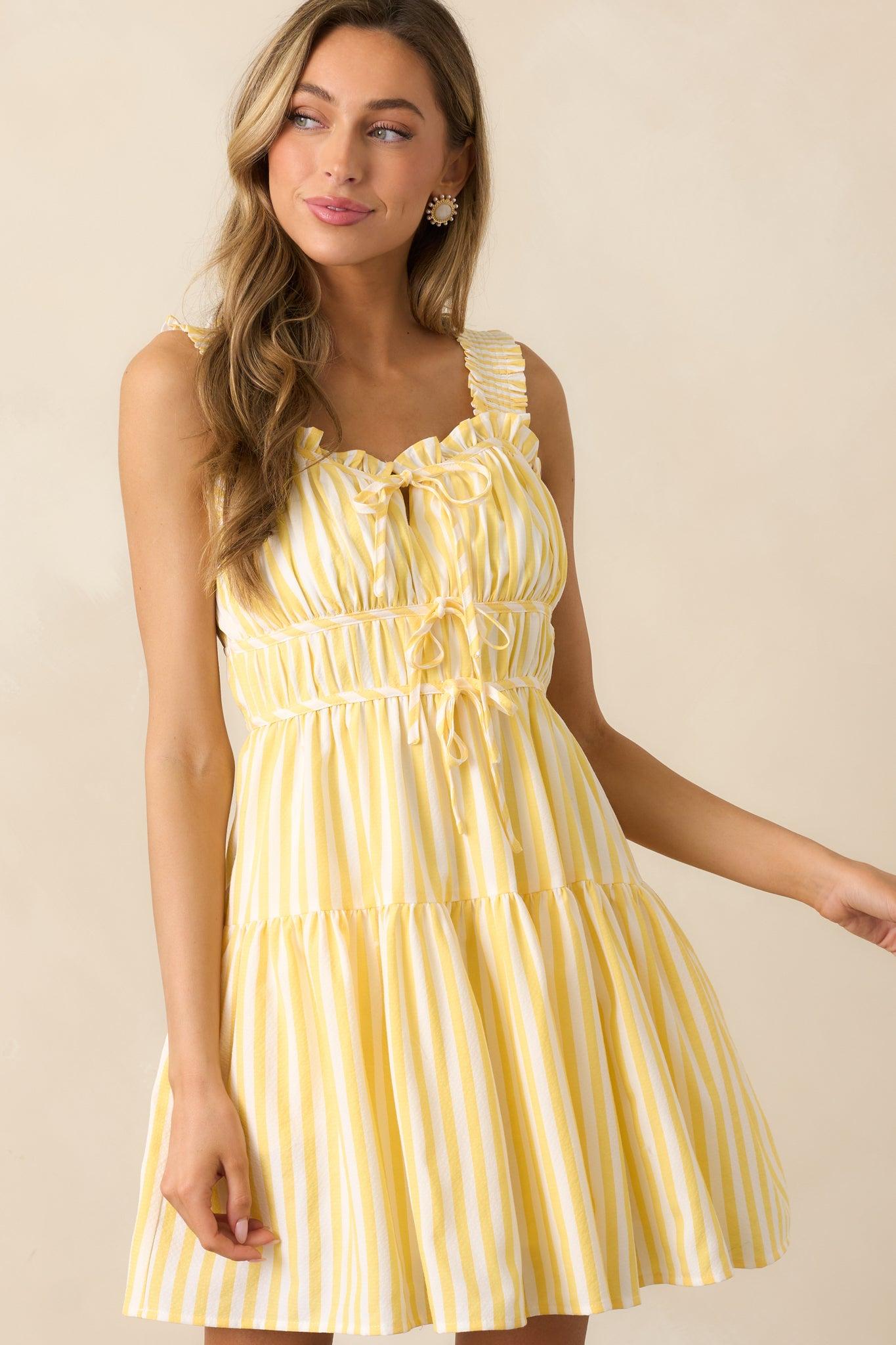 When Life Gives You Lemons Yellow Stripe Mini Dress Product Image