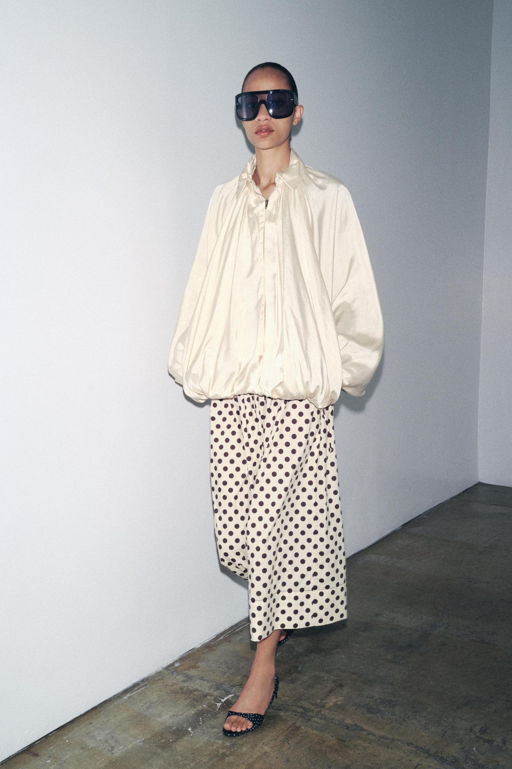 ZW COLLECTION POLKA DOT MIDI SKIRT Product Image