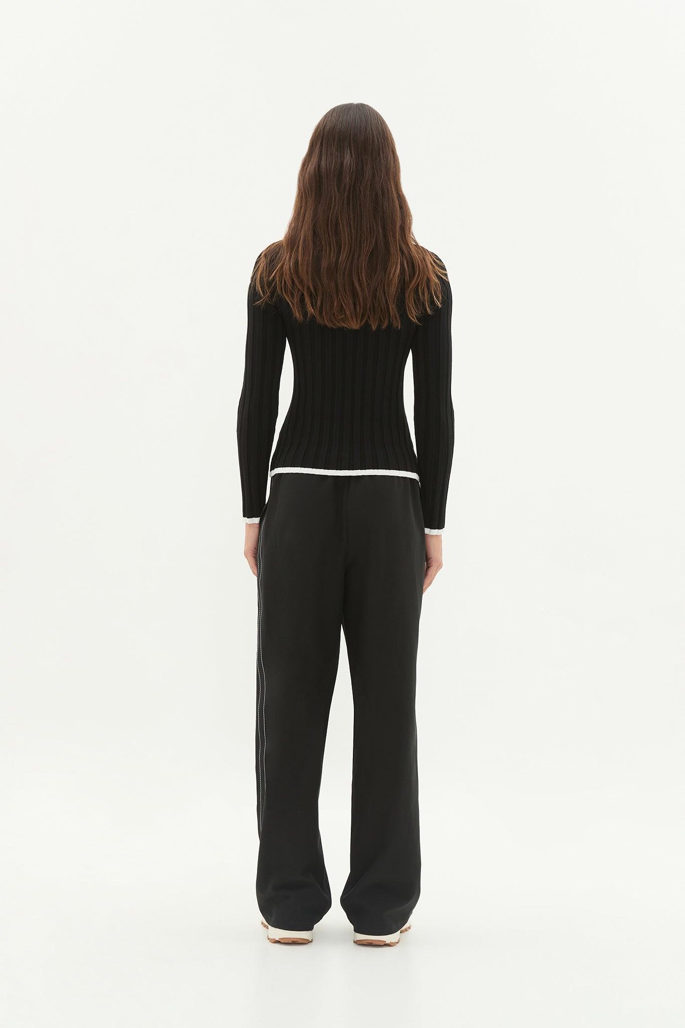 Contrast Long Sleeve Knit Top 438 Product Image