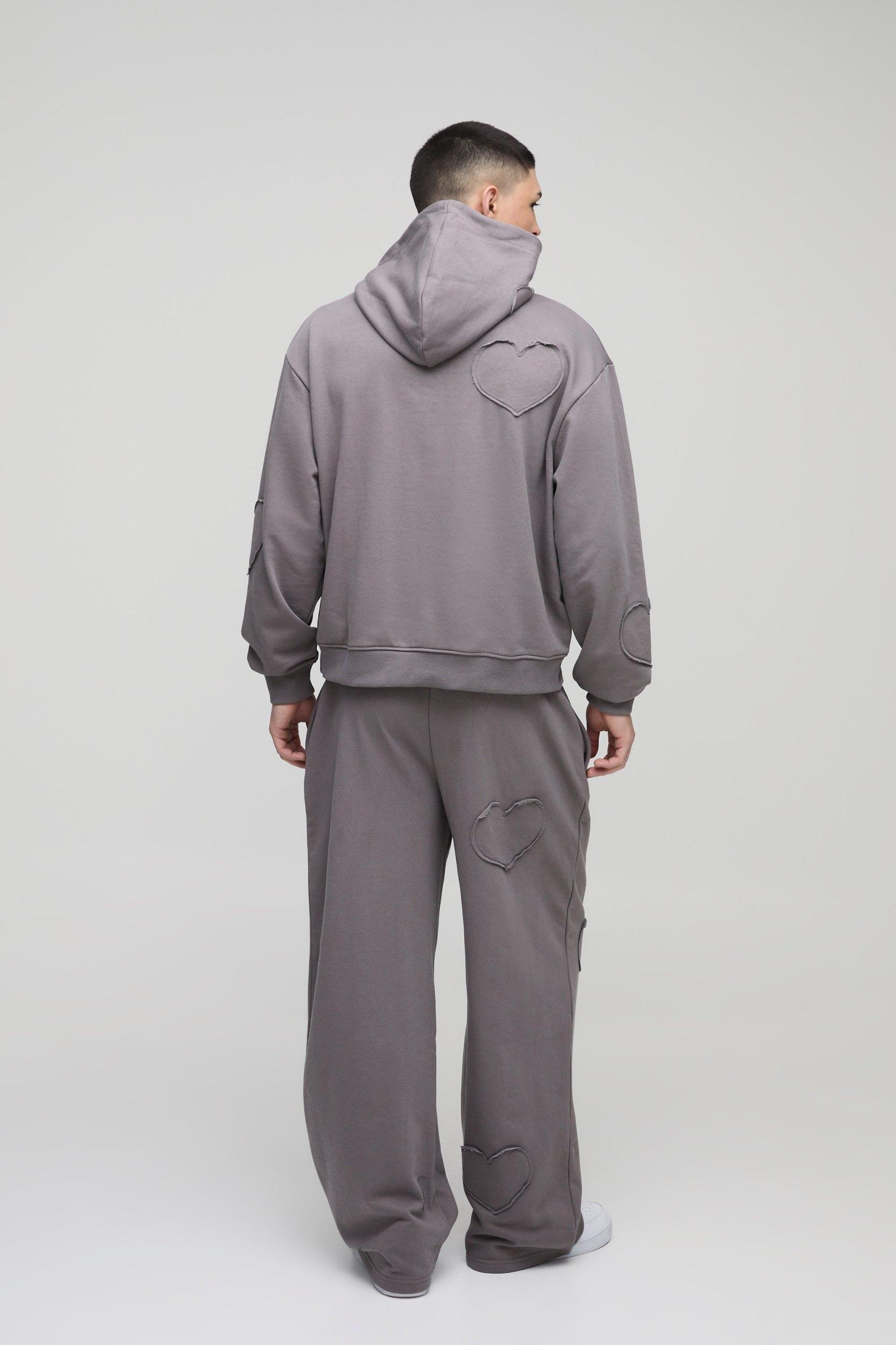 Oversized Boxy Heart Applique Tracksuit | boohooMAN USA Product Image