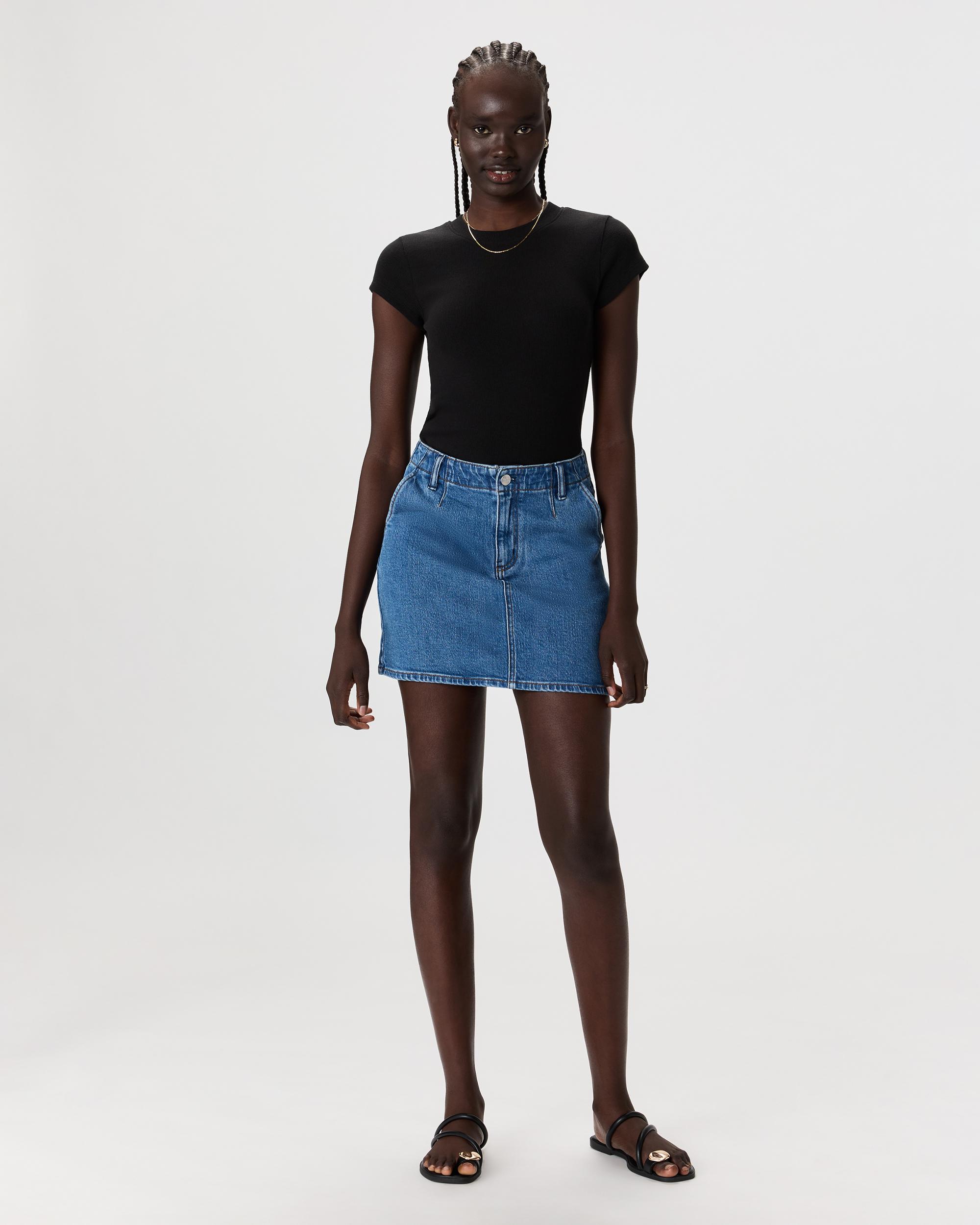 Quince | Women's Stretch Denim Mini Skirt Organic Cotton Product Image