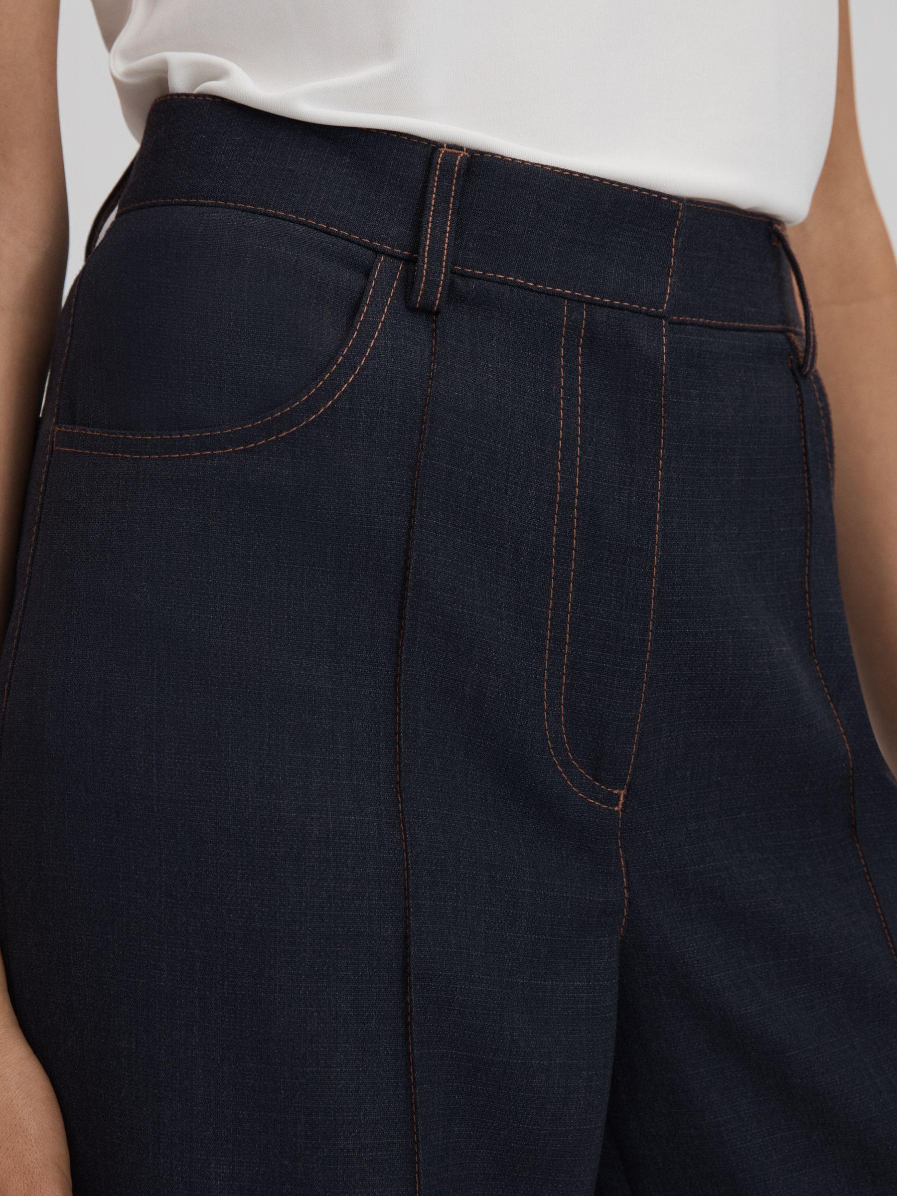 Wool Blend Denim Look Suit Trousers in Navy Product Image