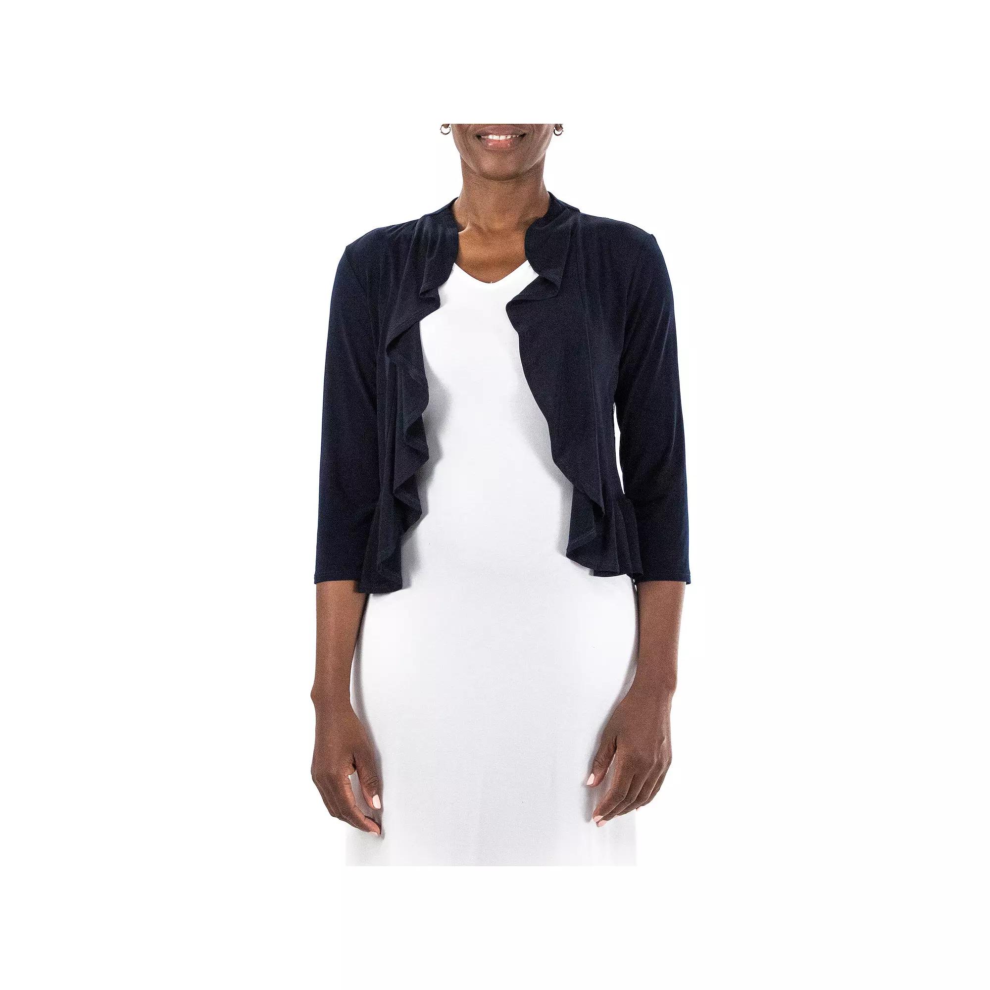 Women's Nina Leonard Draped Sheer Back Bolero,  Product Image