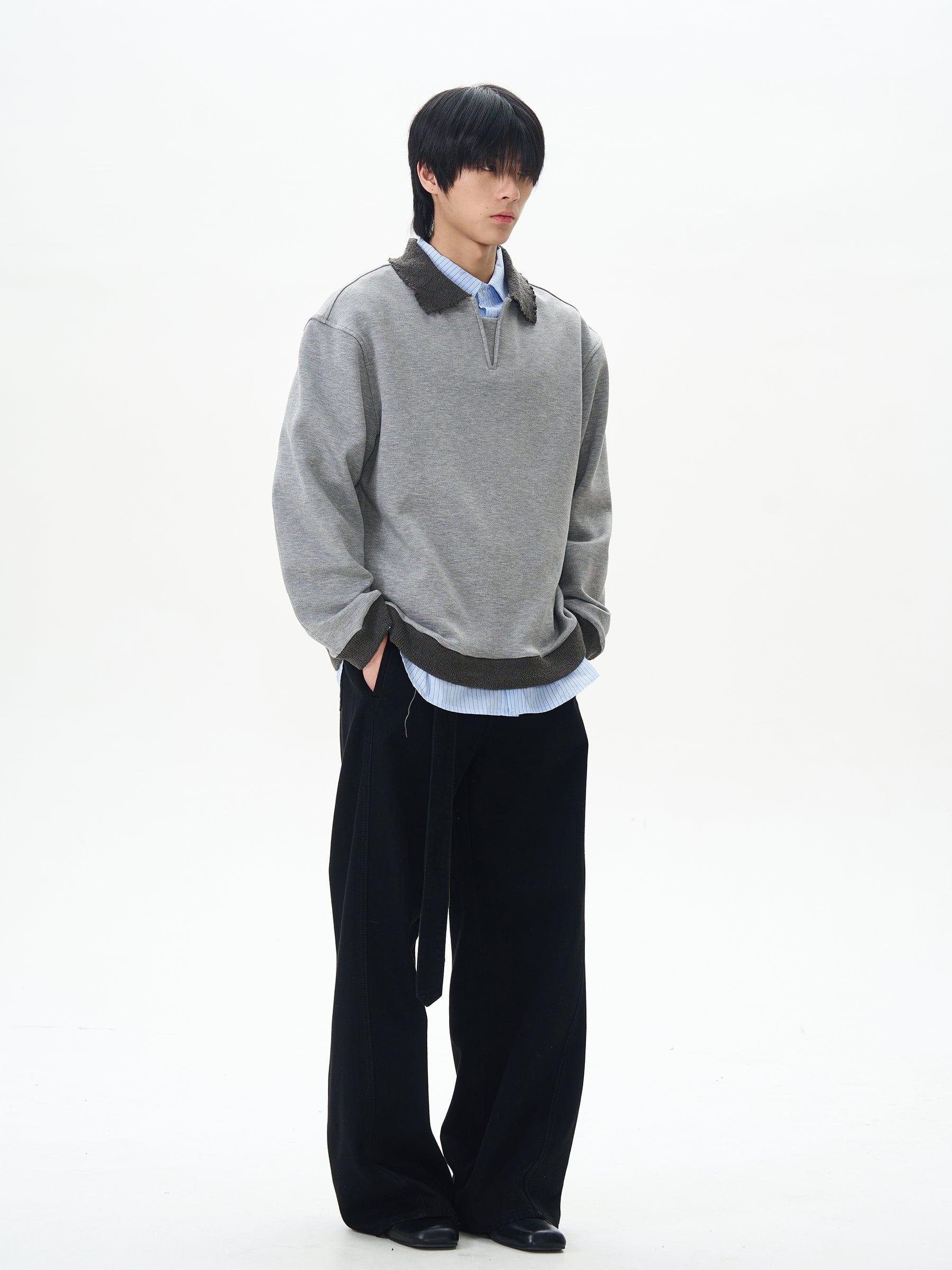 RT No. 12415 GRAY POLO PULLOVER SWEATER Product Image