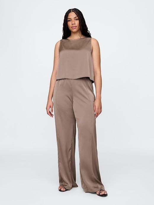 Mid Rise Recycled Satin Seamed Pants Product Image