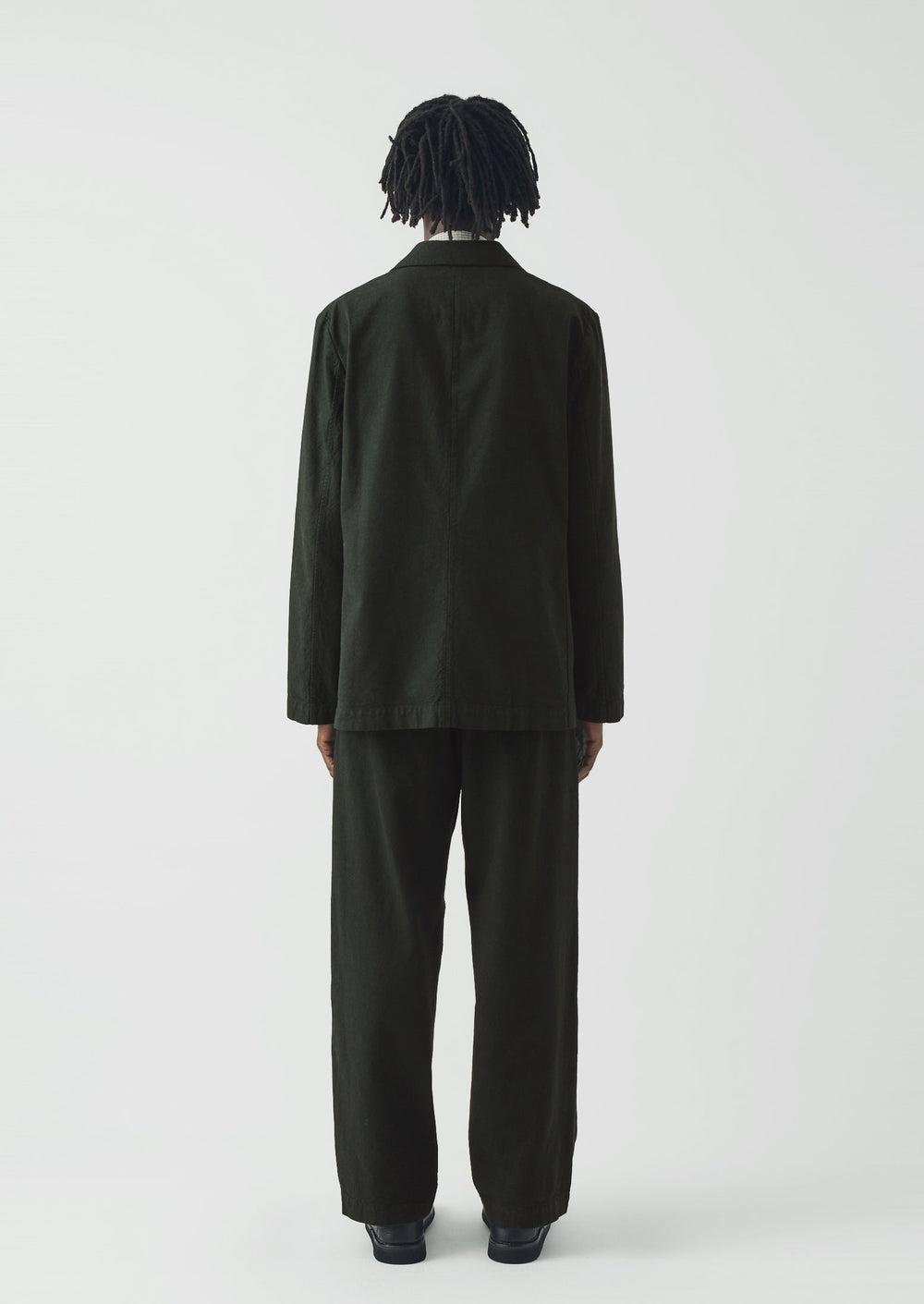 Overdyed Micro Houndstooth Cotton Blazer | Oil Green Product Image